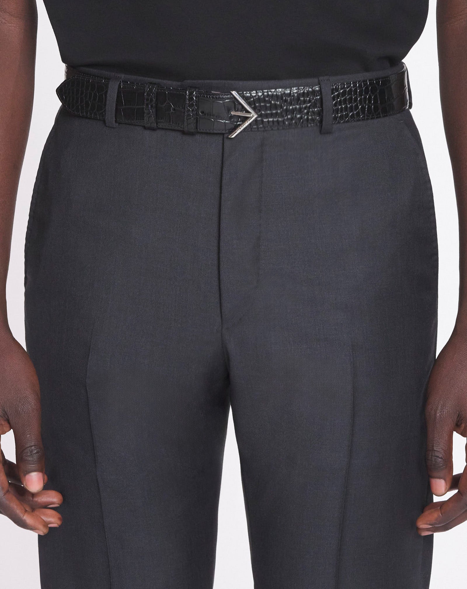 LANVIN SIGNATURE BELT IN CROCODILE-EFFECT LEATHER