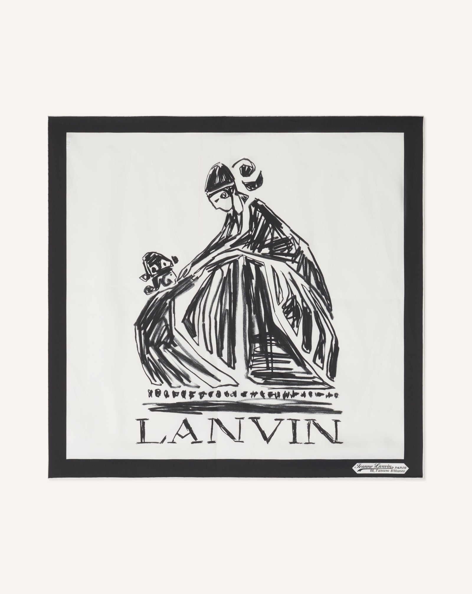 White Mother & Child Printed Silk Scarf | Lanvin