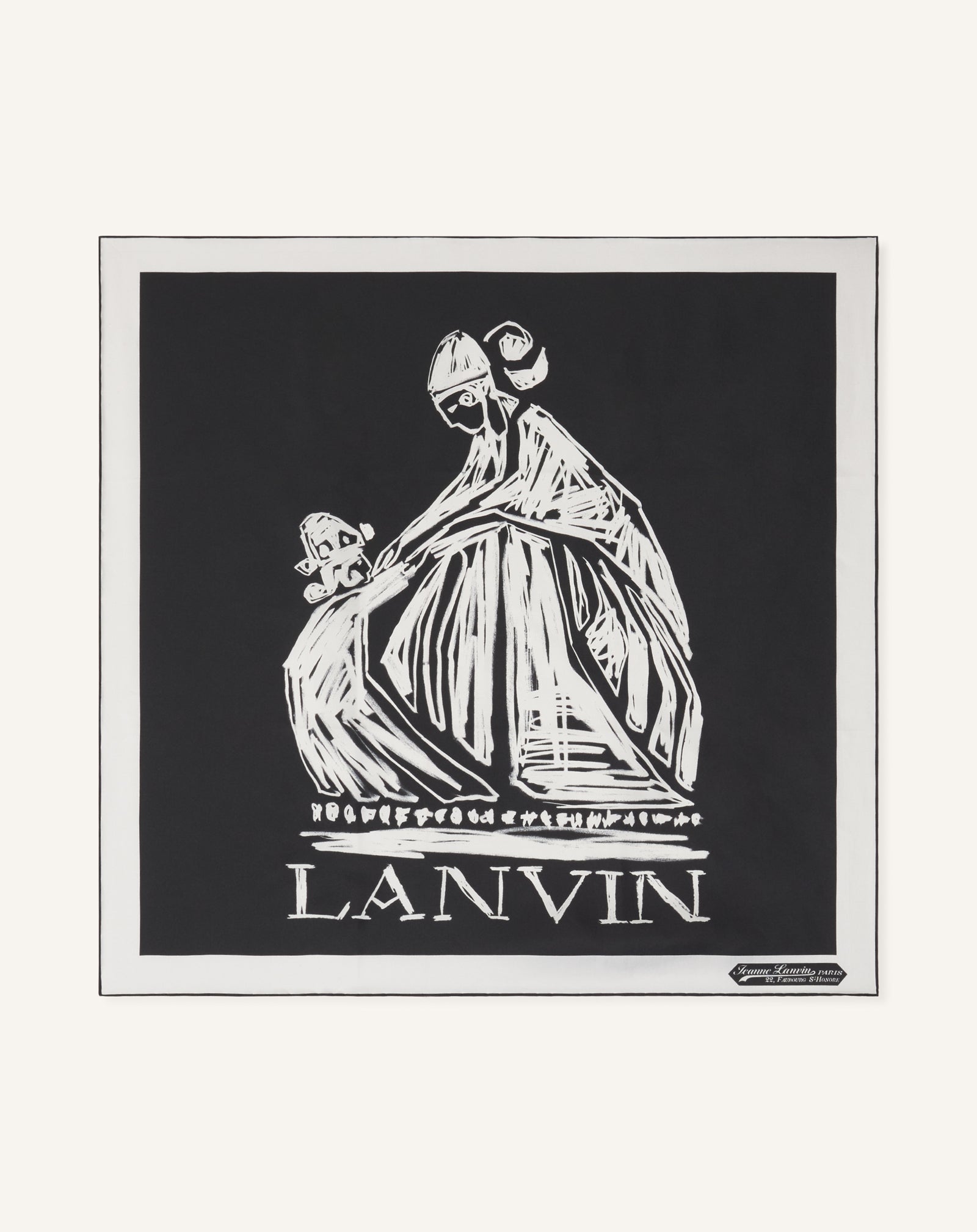 Grey Mother & Child Printed Silk Scarf | Lanvin