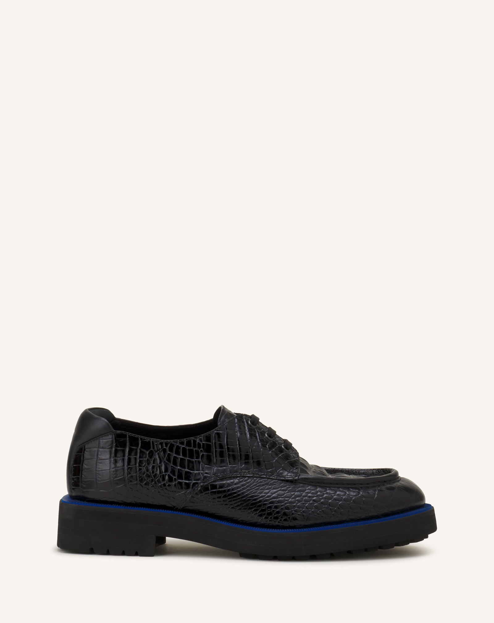 DERBY SHOES IN CROCODILE-EMBOSSED LEATHER