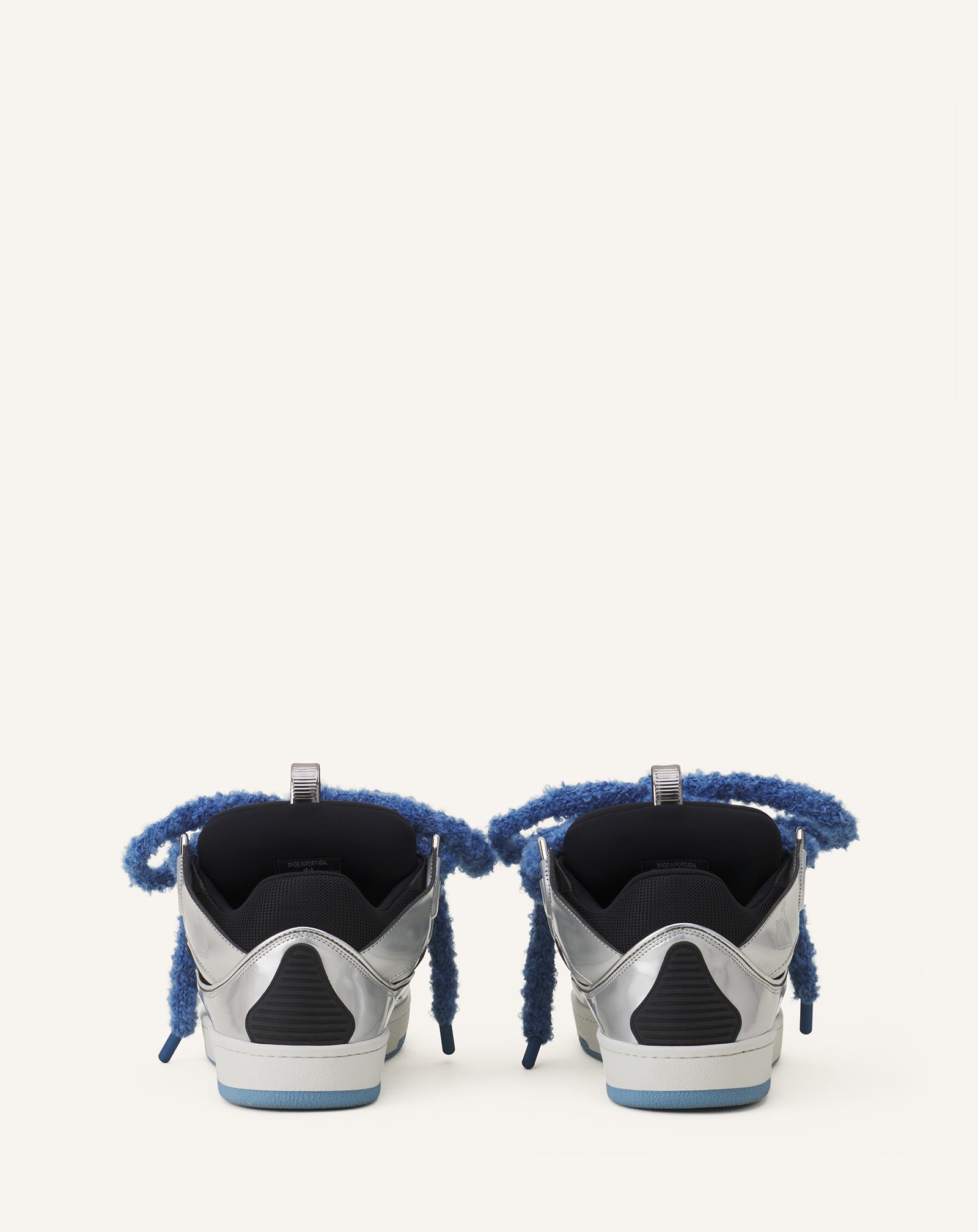 CURB METALLIC LEATHER SNEAKERS WITH MESH LACES