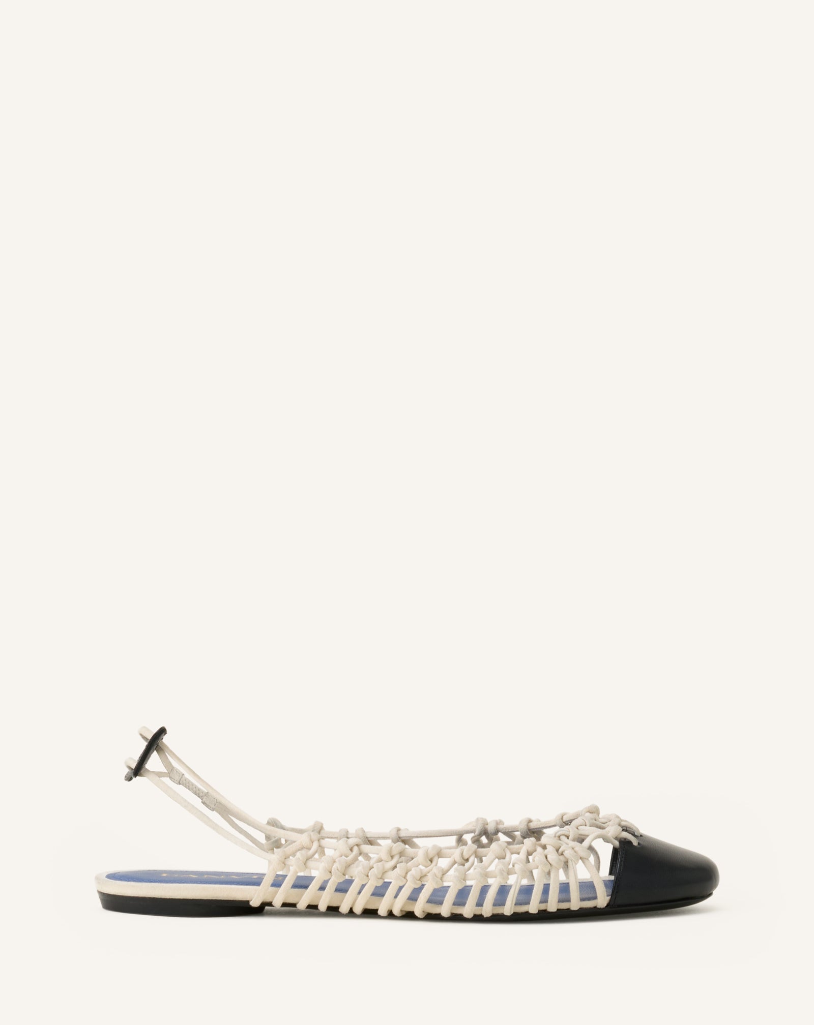 White Knitline Slingback Ballerina In Leather | Lanvin