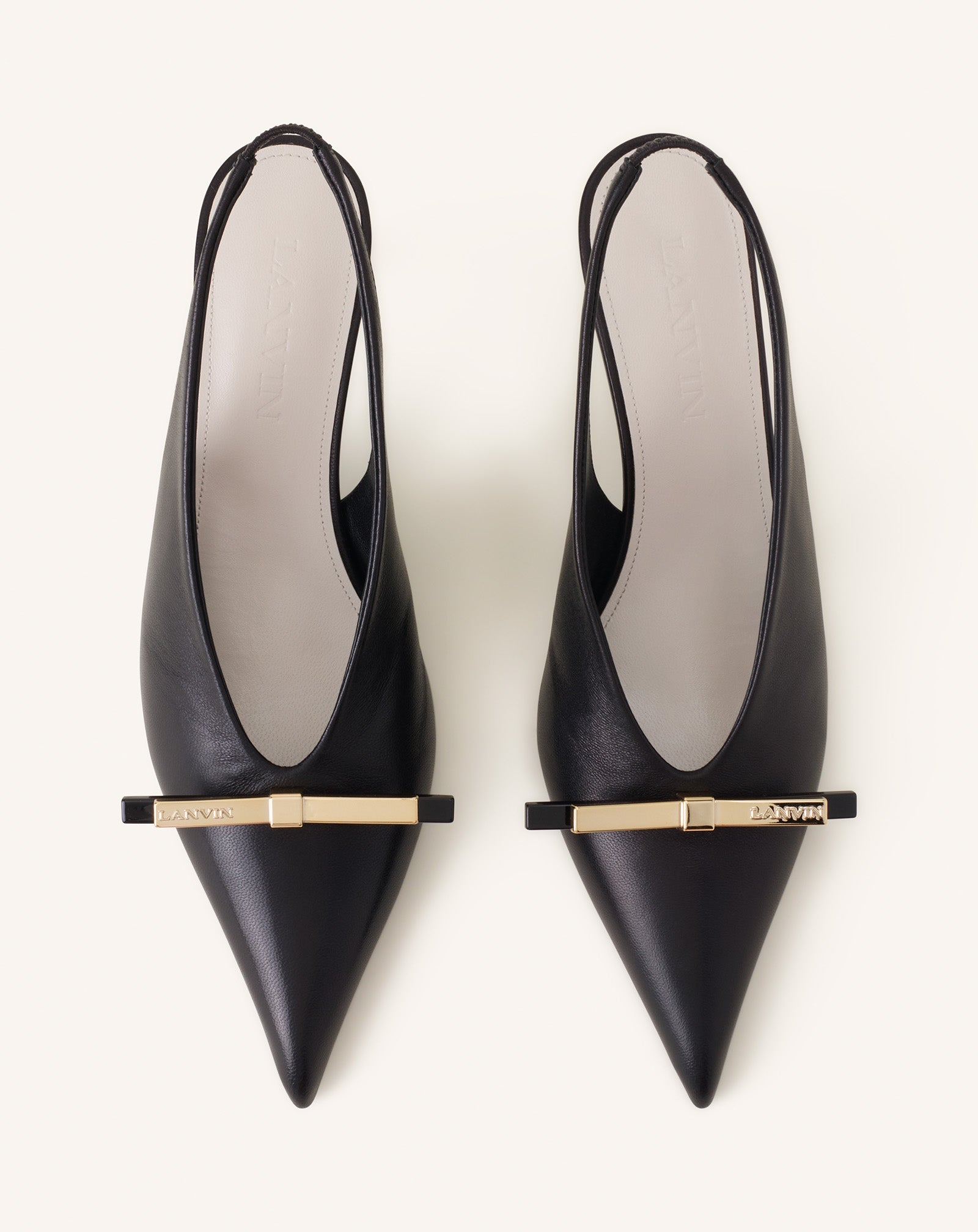 LANVIN BOW SLINGBACK PUMPS IN LEATHER