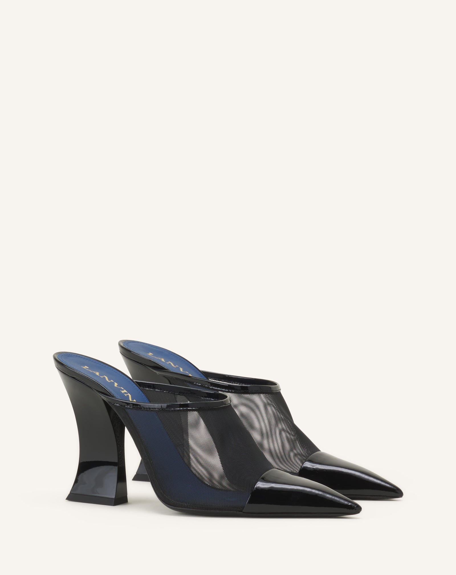 NOCTURNE MULE IN MESH AND PATENT LEATHER