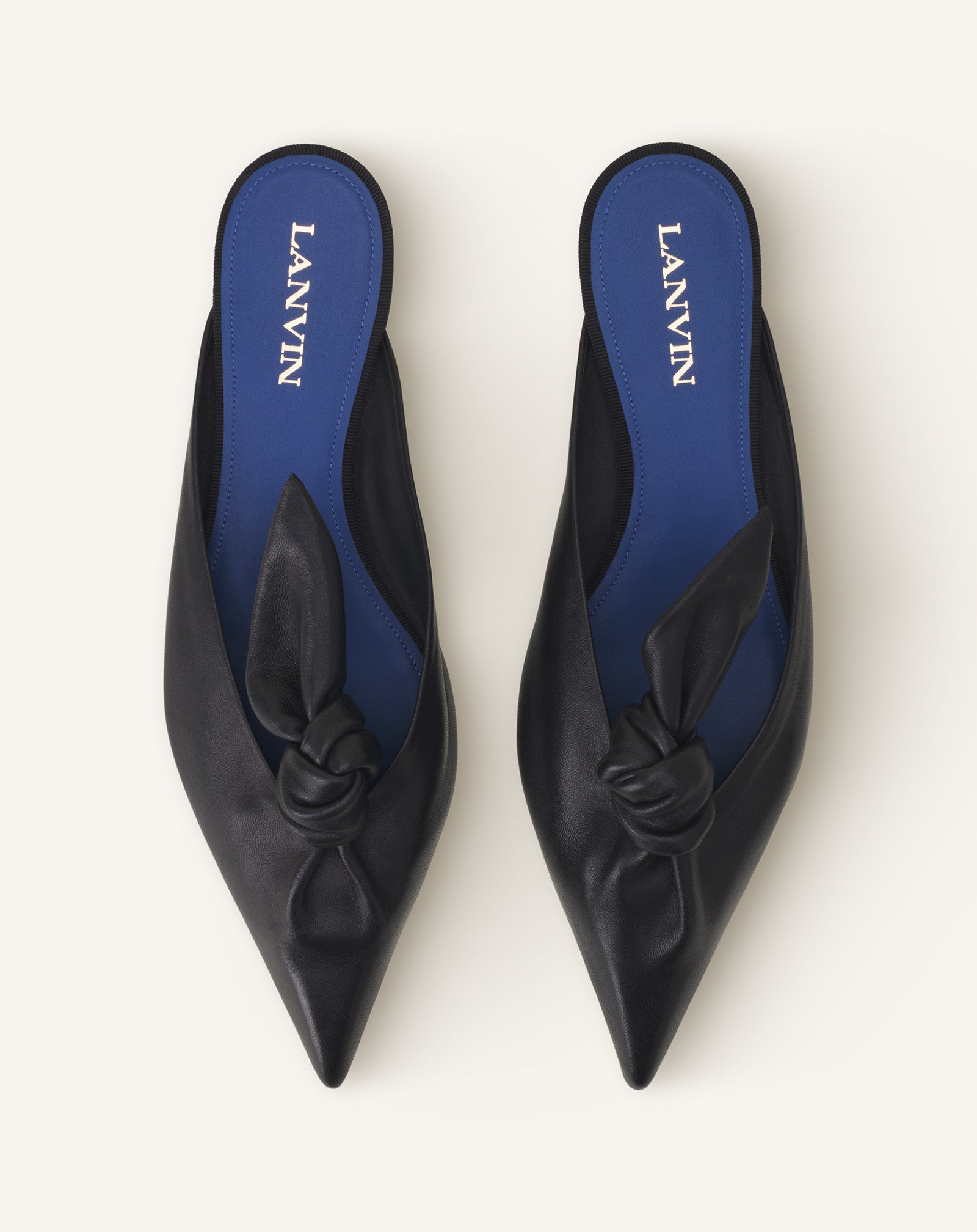 MIDNIGHT STEP LEATHER BOW MULE