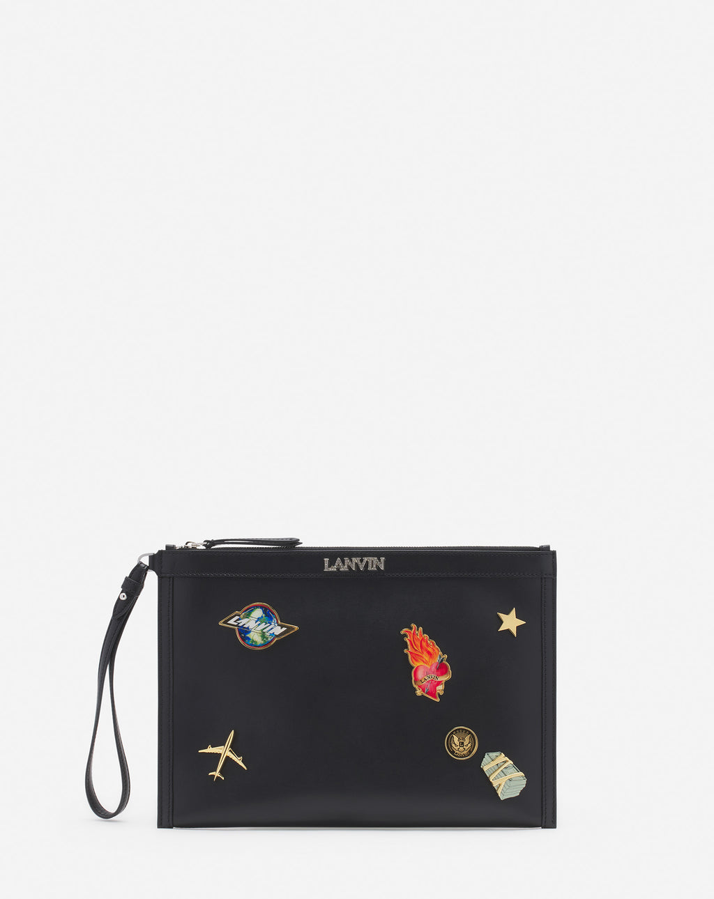 Lanvin x future leather clutch with pins