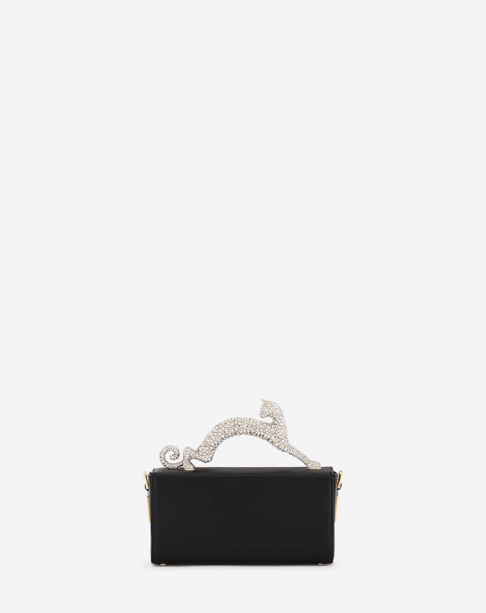 NANO PENCIL CAT BAG IN LEATHER AND RHINESTONE