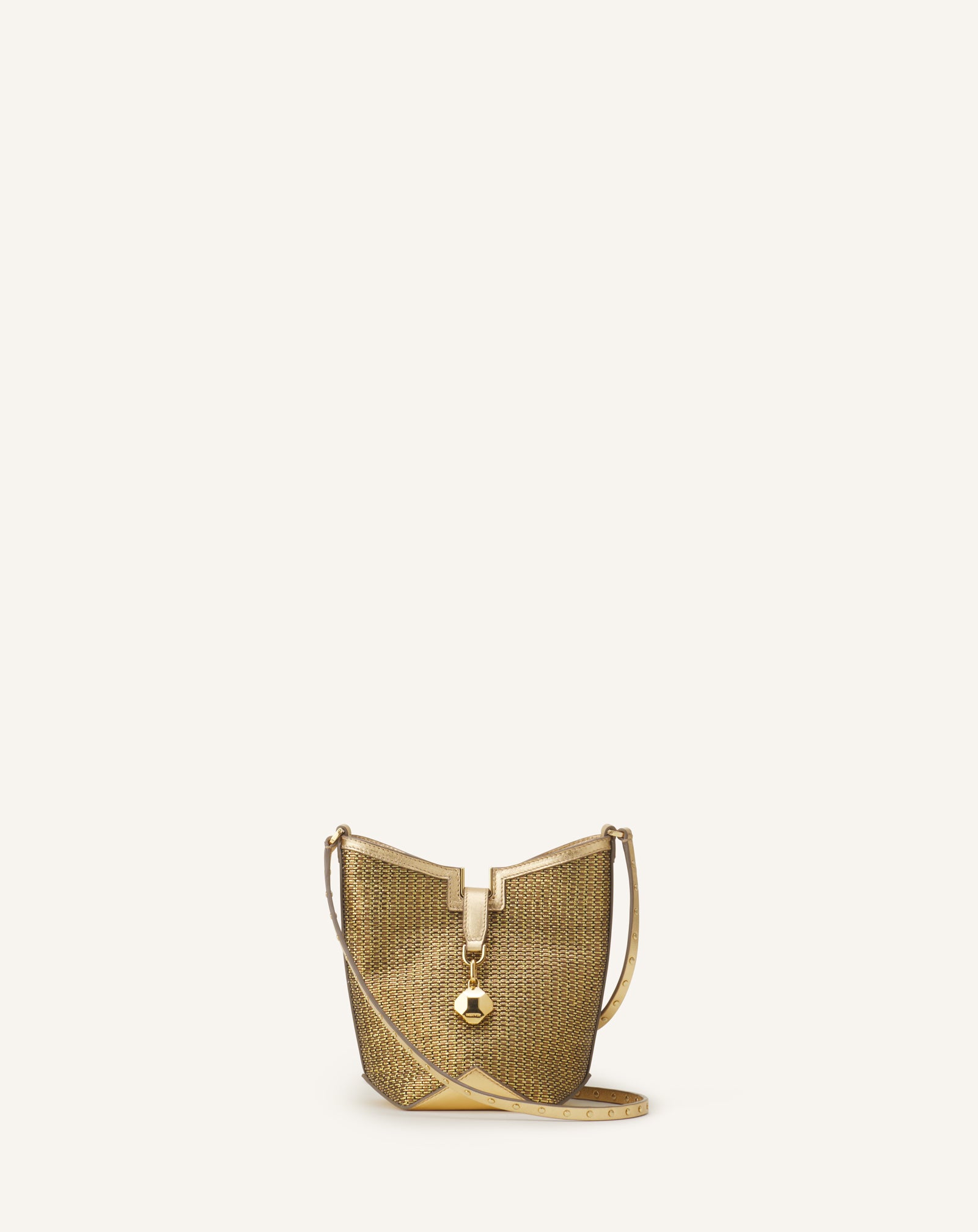 ランバン　LANVIN シャンパンゴールド　巾着バッグ Silver Catch By Lanvin Bucket Bag In Raffia | Lanvin