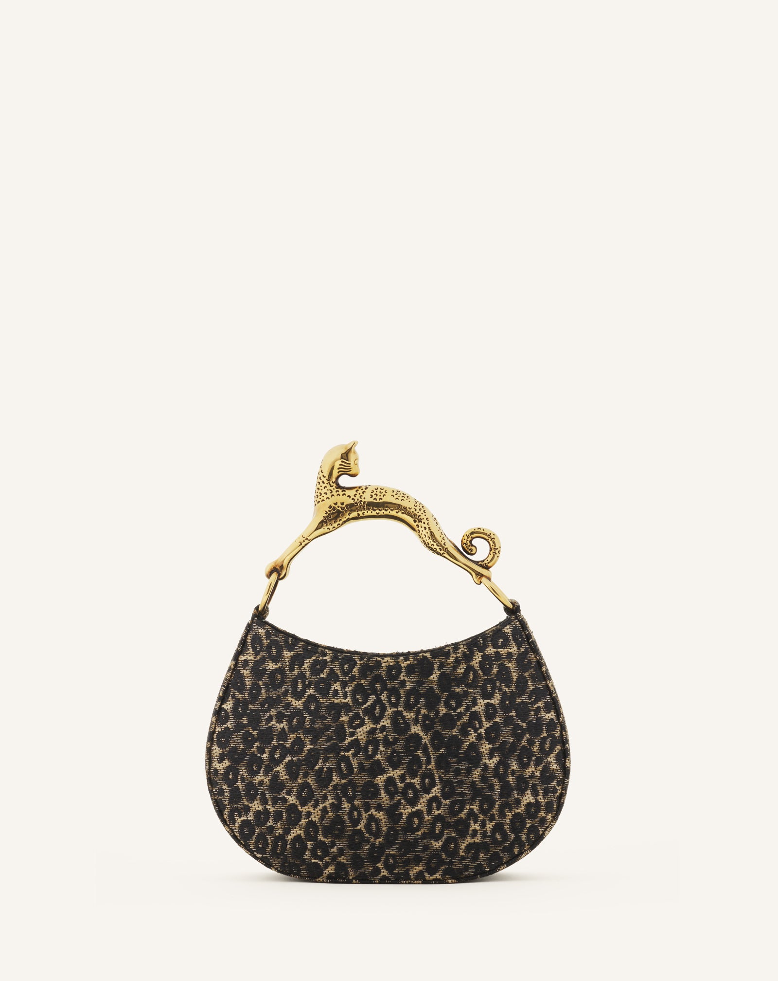 Beige Hobo Cat Bag In Raffia Leopard Print | Lanvin