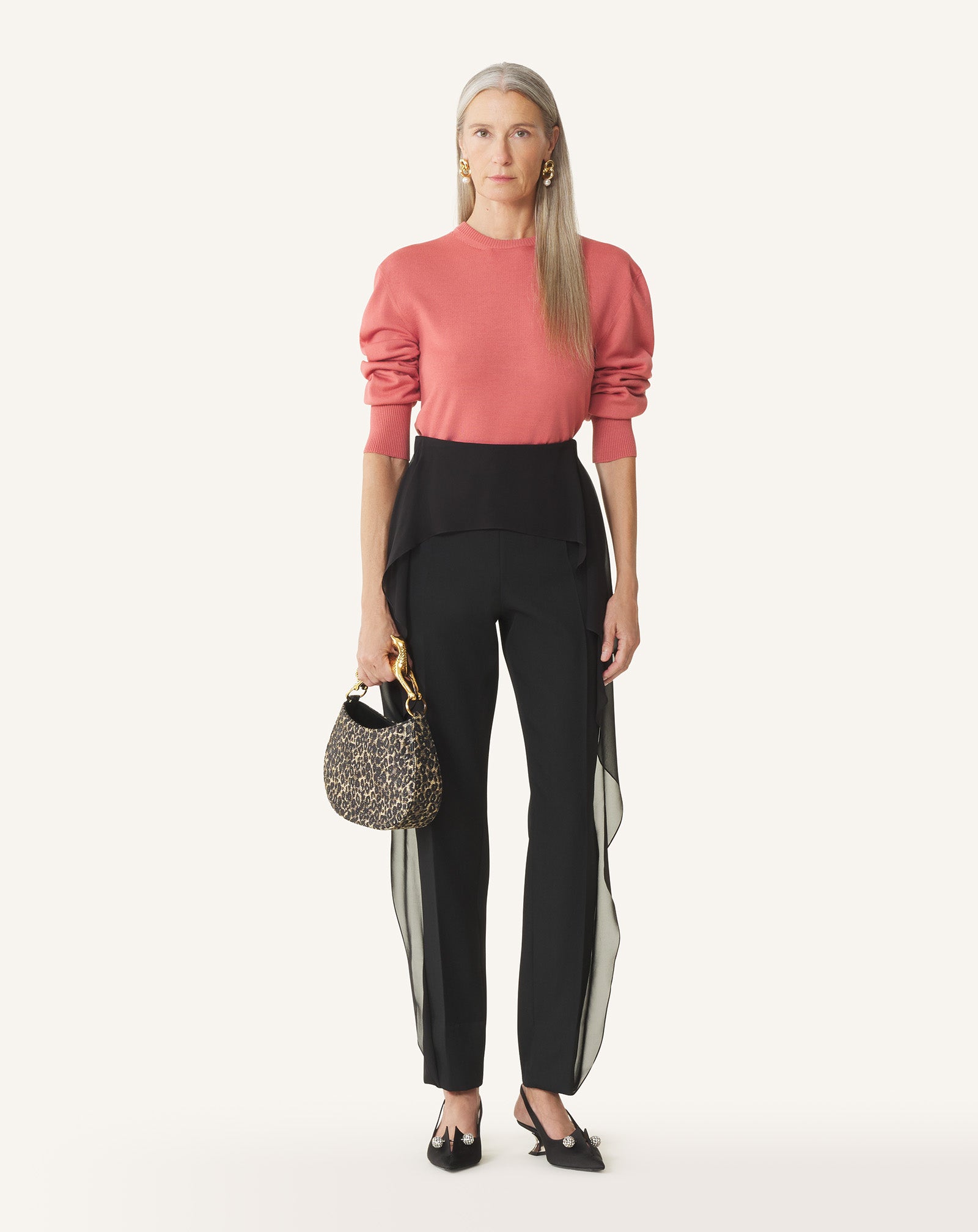 BEIGE HOBO CAT BAG IN RAFFIA LEOPARD PRINT