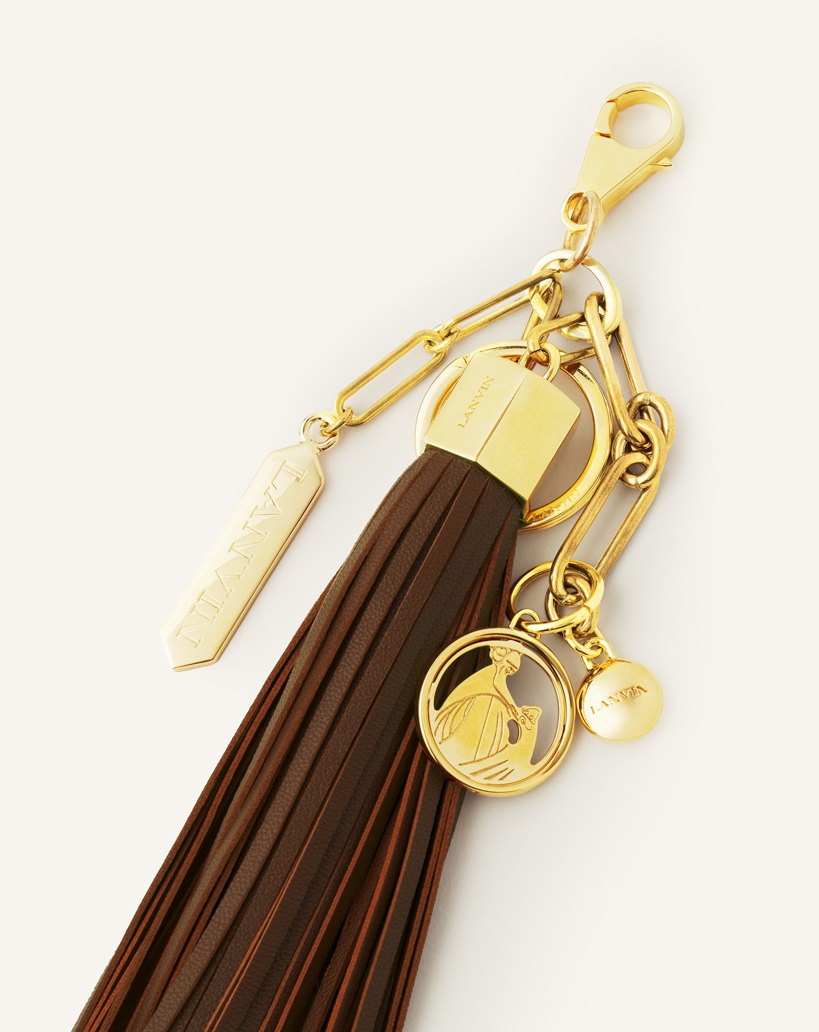 LARGE LEATHER POMPOM BAG CHARM
