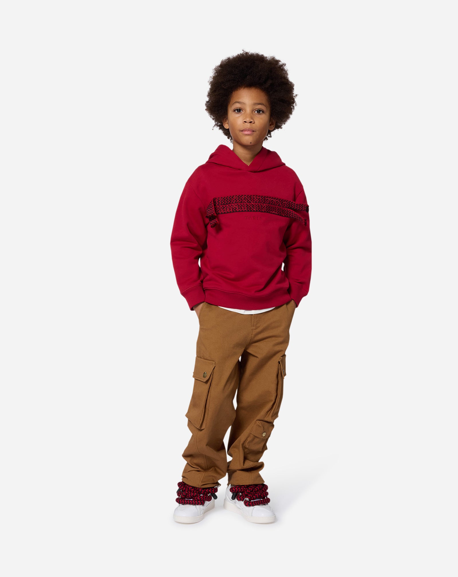 BROWN EMBROIDERED PRINTED TROUSERS WITH PA LOGO