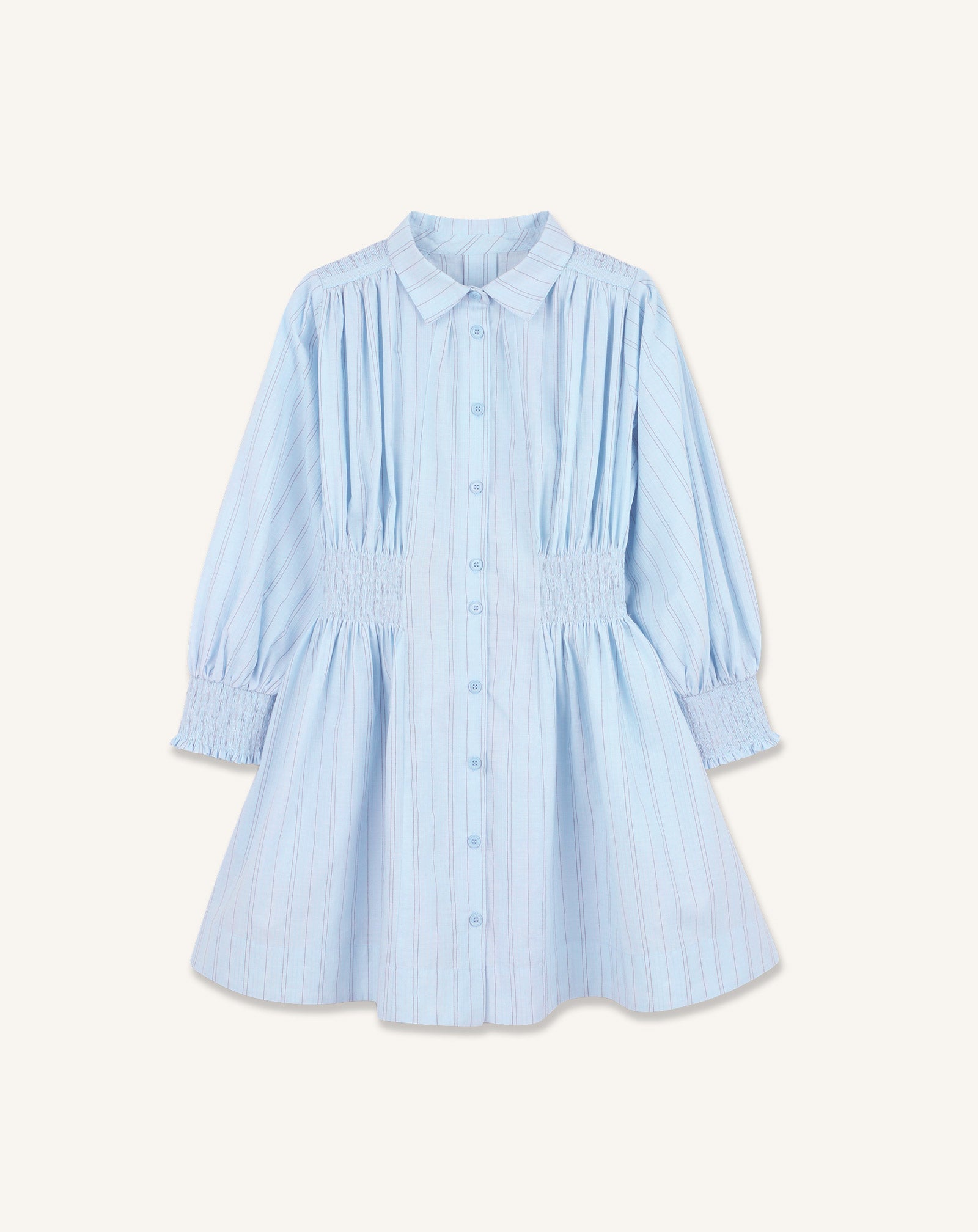 blue cotton smock dress Blue windowpane smock dress