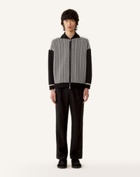 ZIP JACKET IN SILK AND COTTON JACQUARD