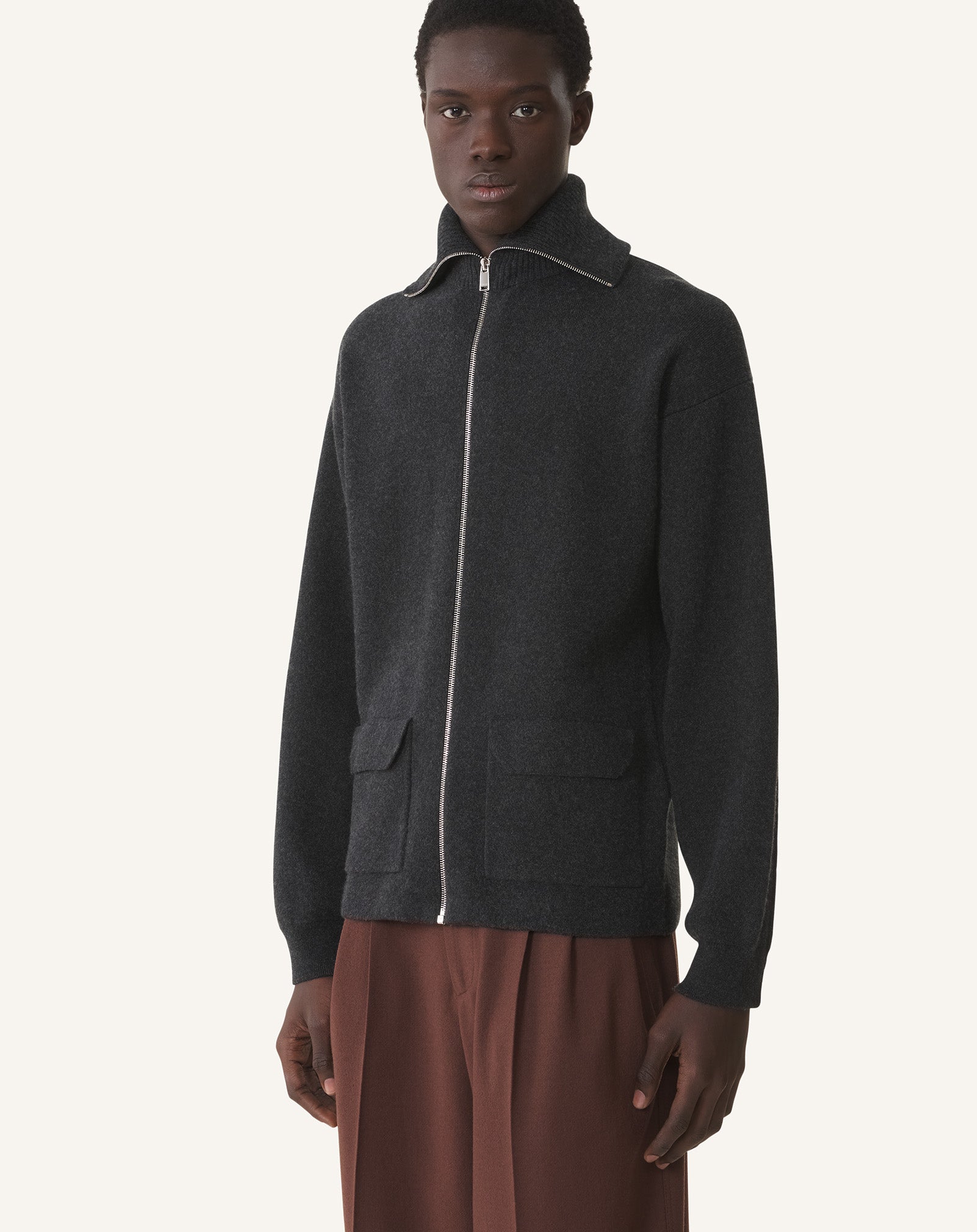 CASHMERE ZIP CARDIGAN