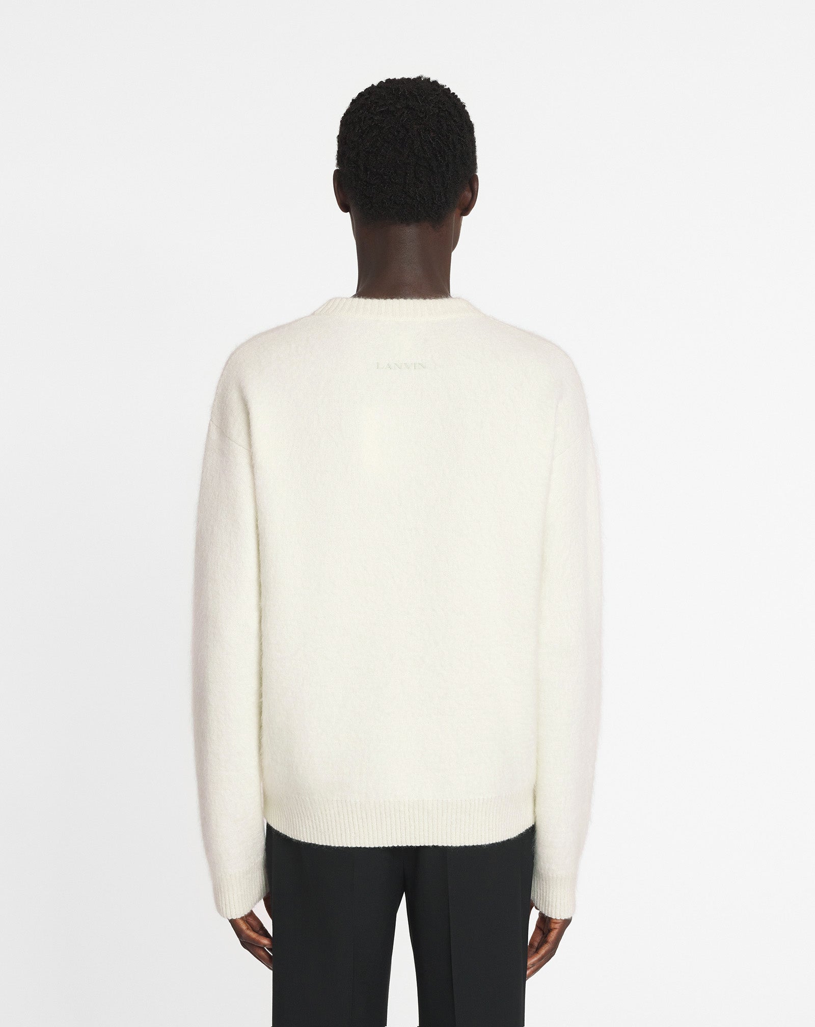 STRIPED BRUSHED MOTHERHAIR SWEATER