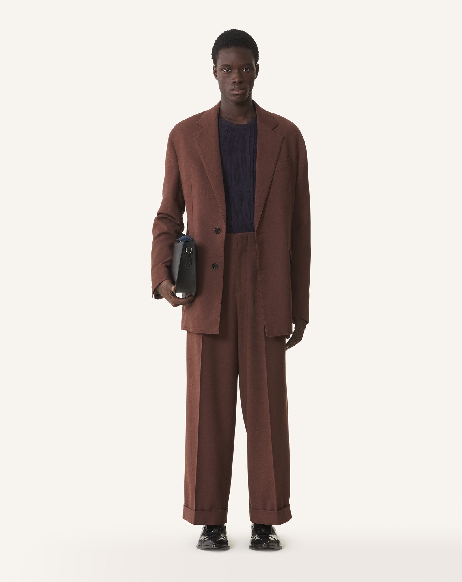 WIDE-LEG FLANNEL PANTS