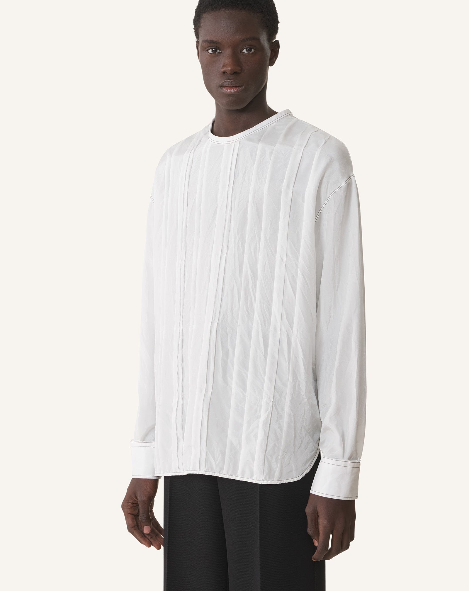 LONG-SLEEVE PLEATED TOP