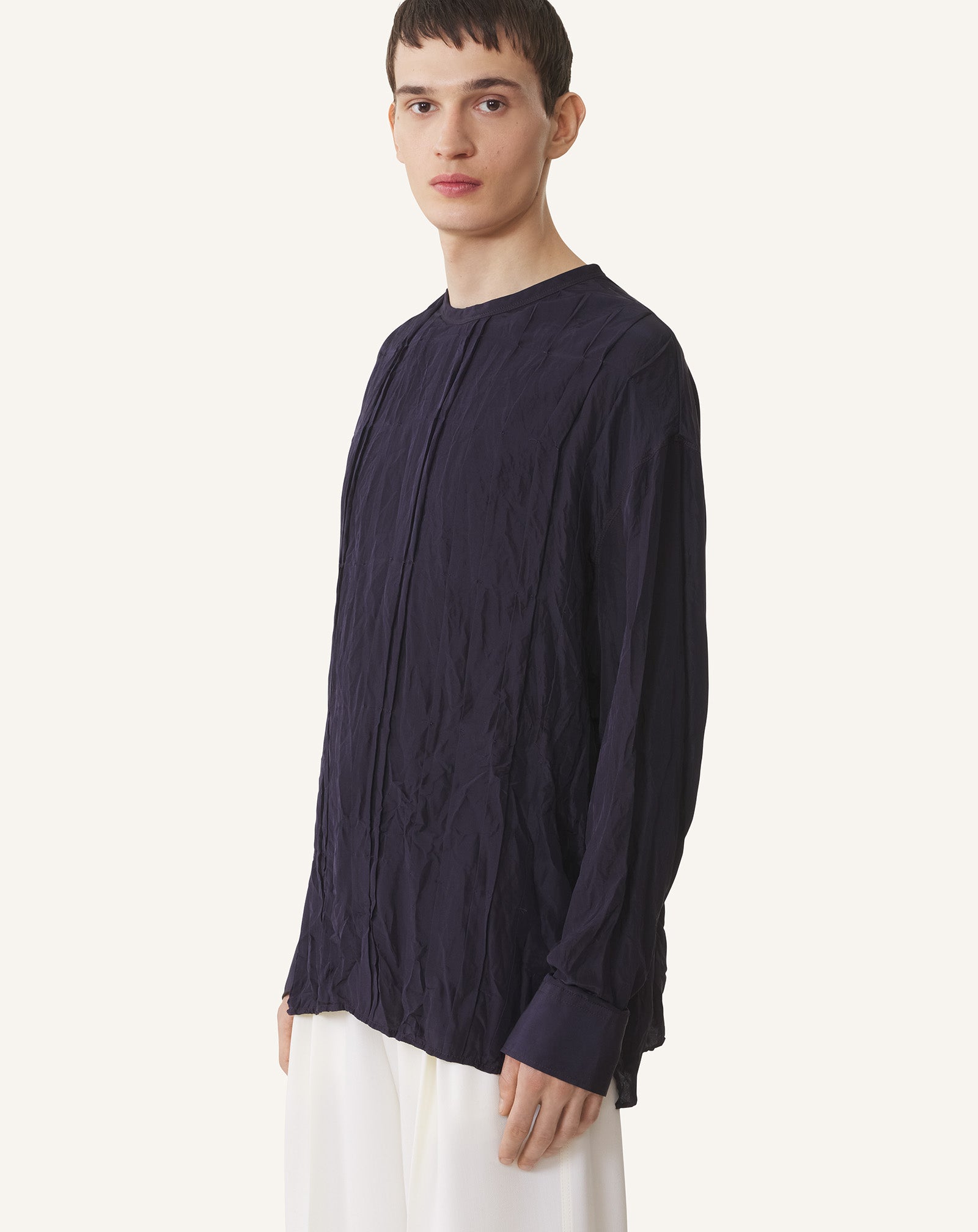 LONG-SLEEVE PLEATED TOP