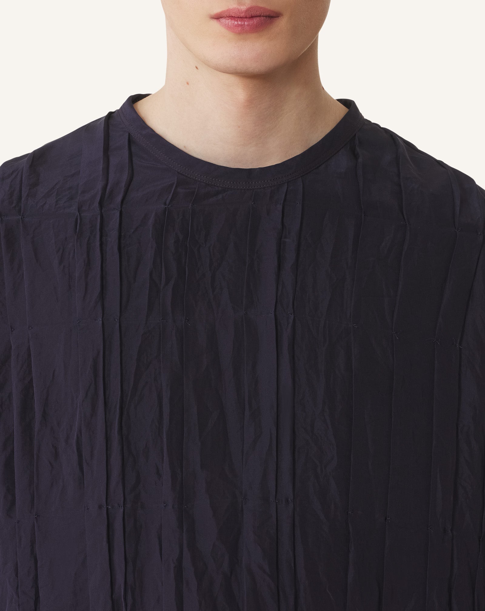 LONG-SLEEVE PLEATED TOP