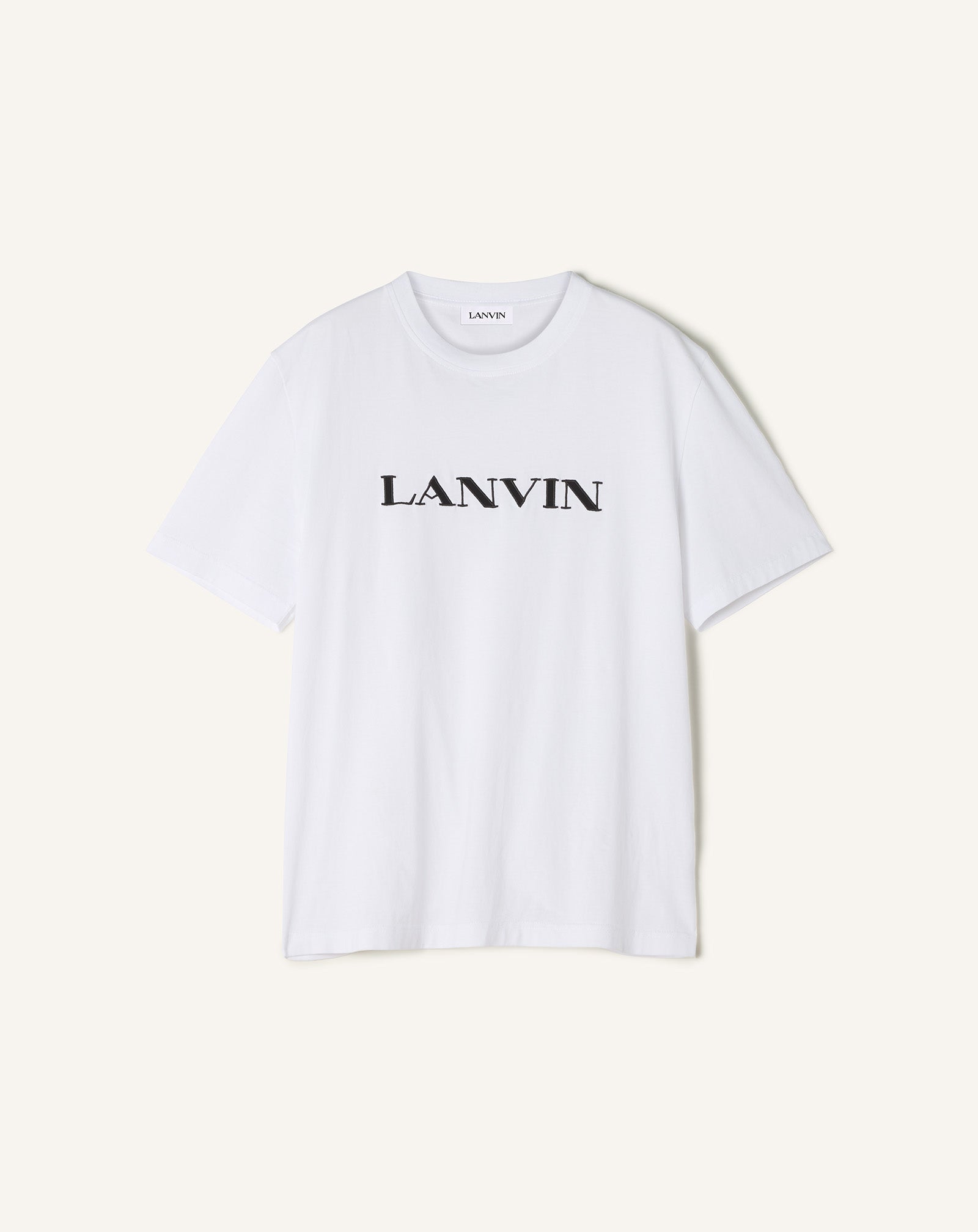 WHITE LANVIN EMBROIDERED COTTON T-SHIRT