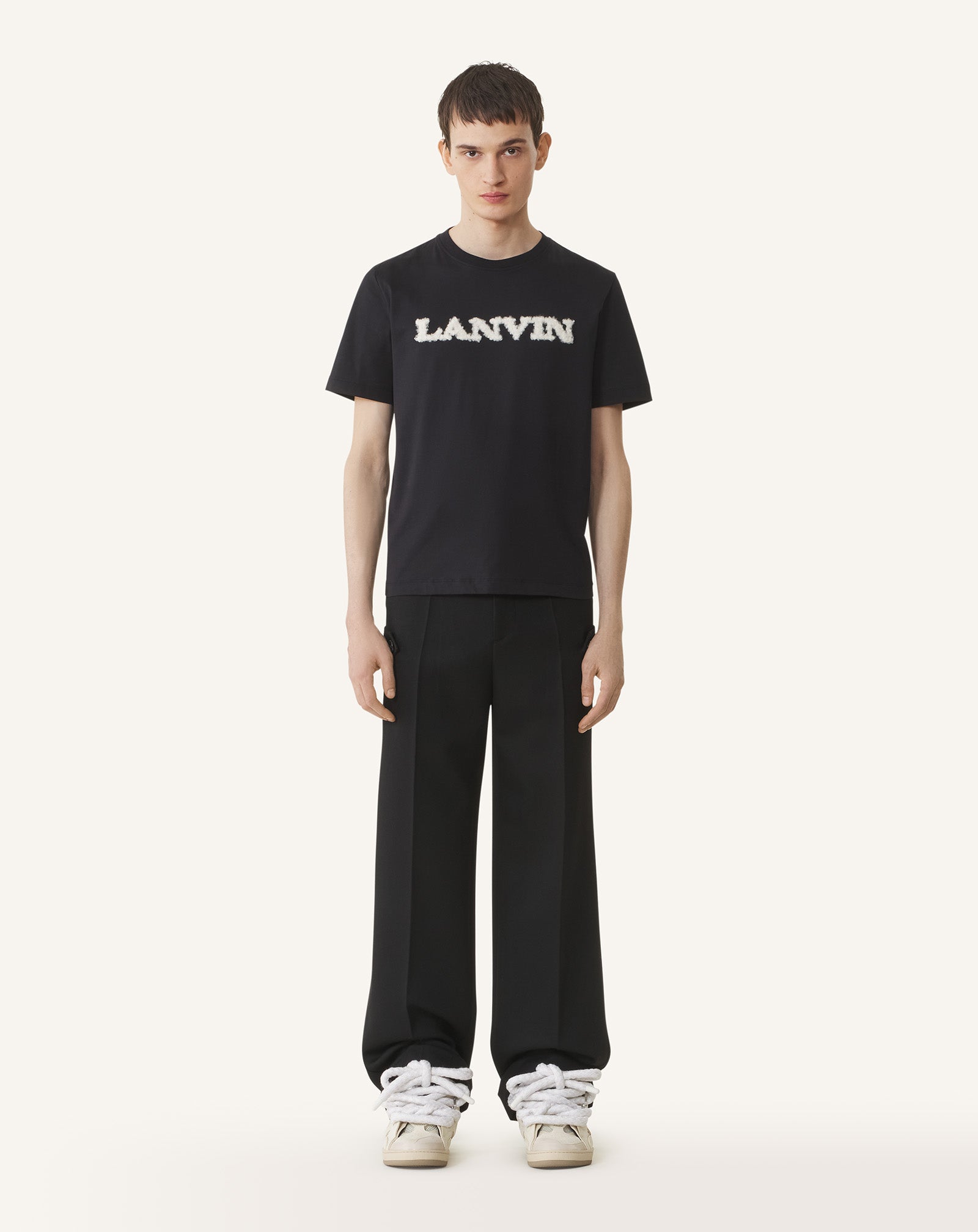 LANVIN SHEARLING DETAIL T-SHIRT