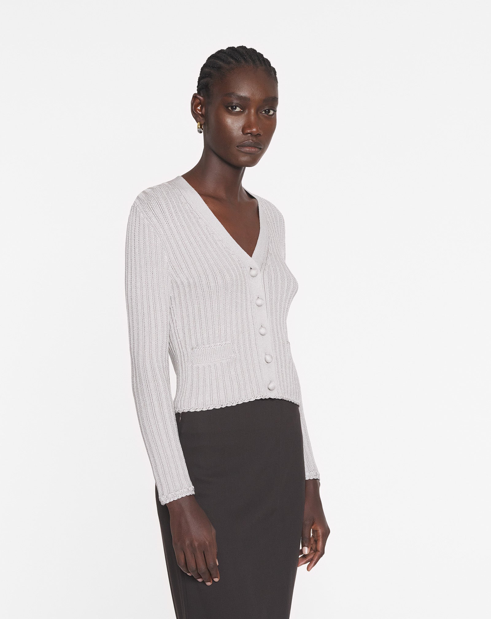 RIBBED CARDIGAN IN VISCOSE