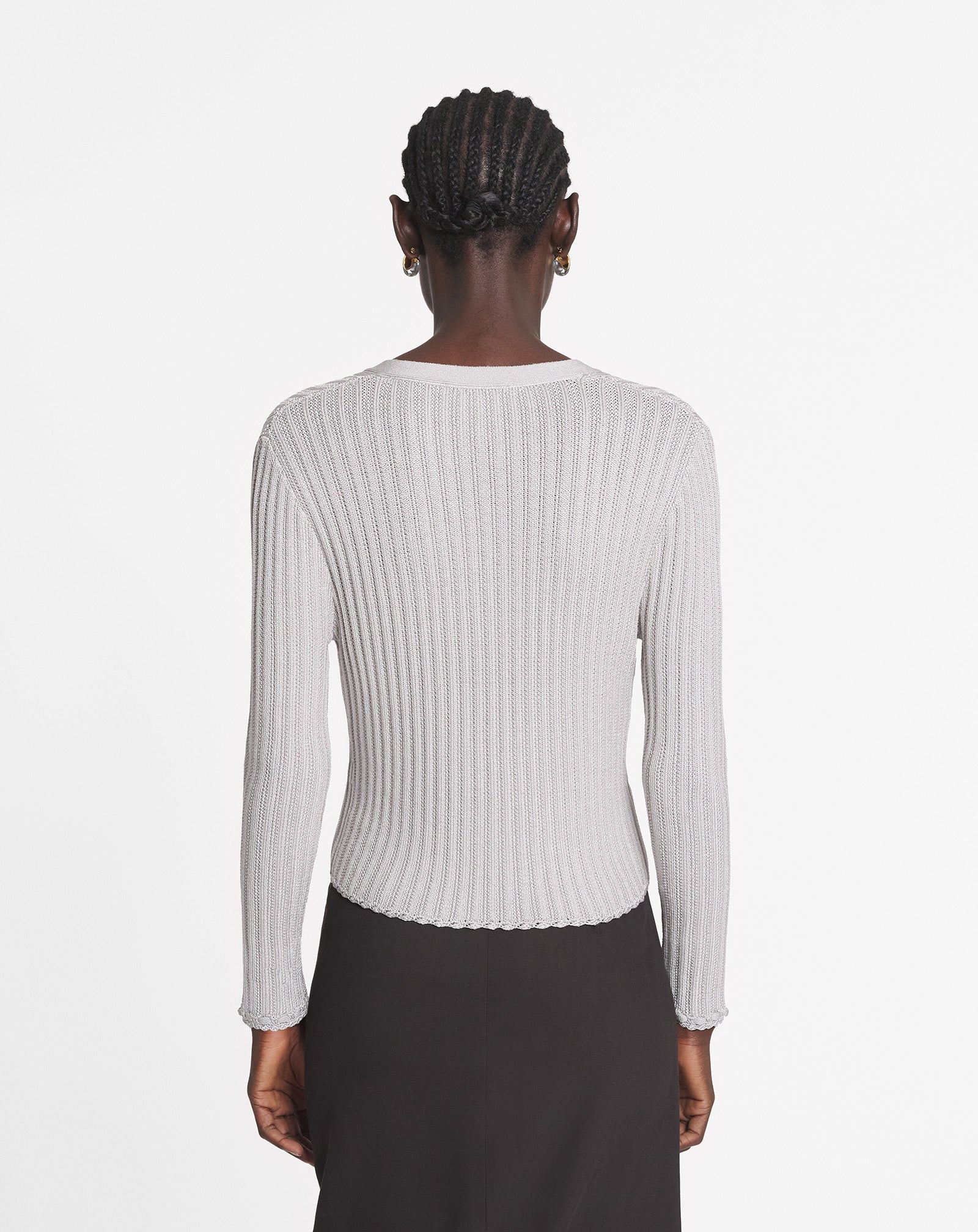 RIBBED CARDIGAN IN VISCOSE