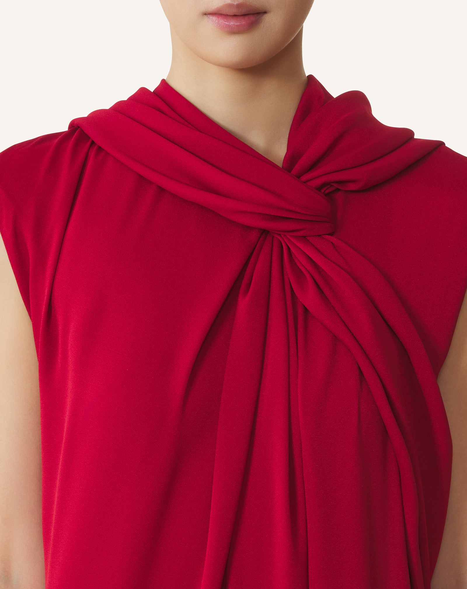 LONG SATIN KNOTTED DRESS