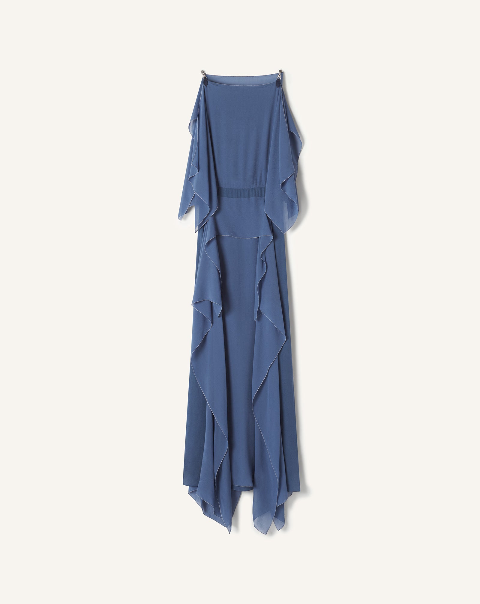 silk georgette dress Robe Maxi En Georgette De Soie Blue