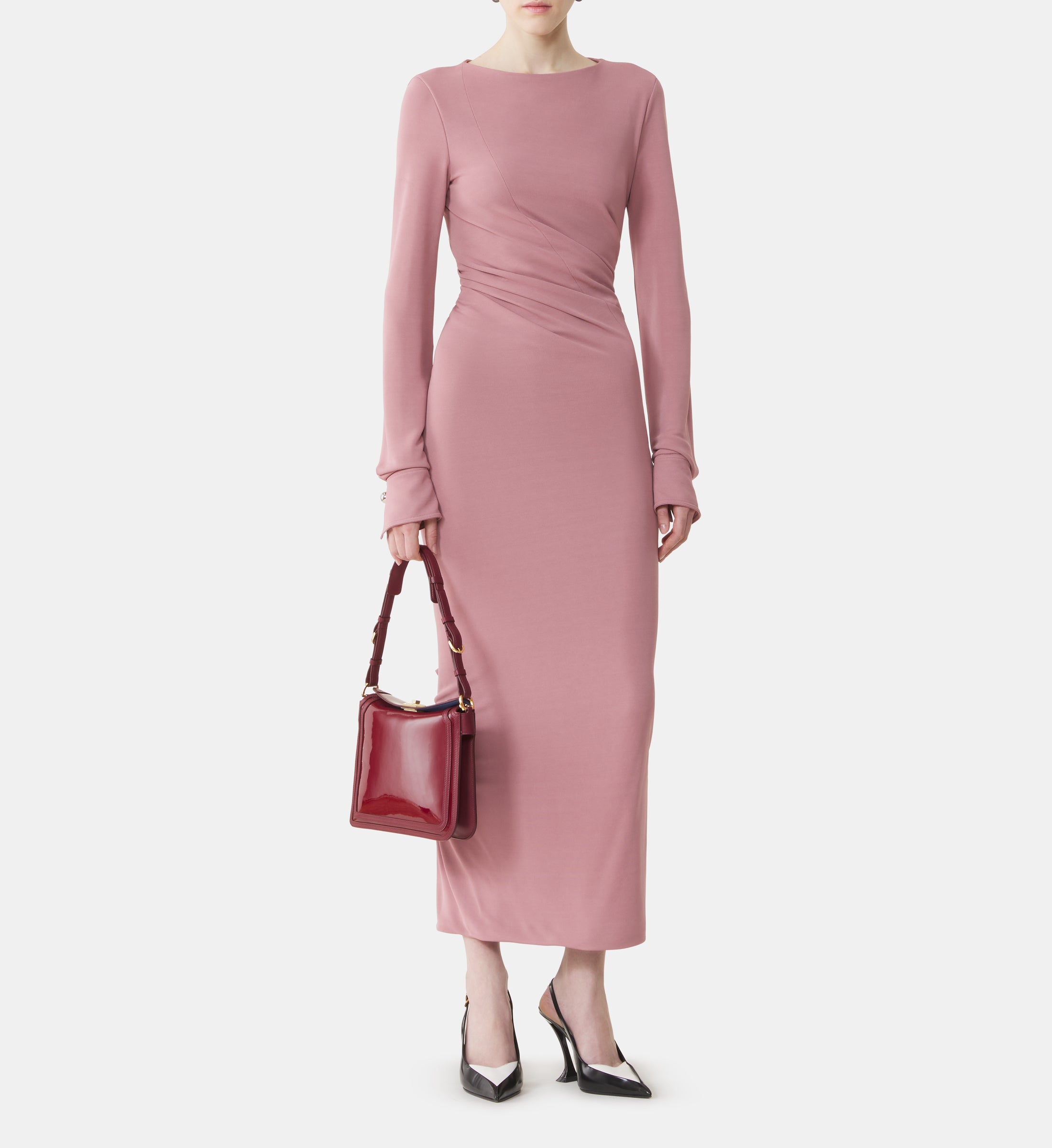 LONG DRAPED DRESS IN CREPE JERSEY