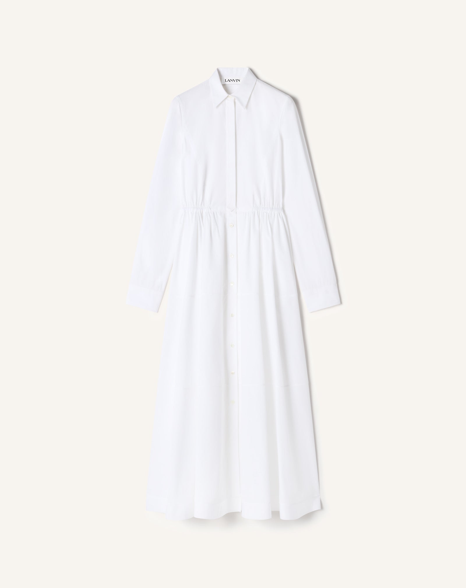 WHITE COTTON POPLIN SHIRT DRESS