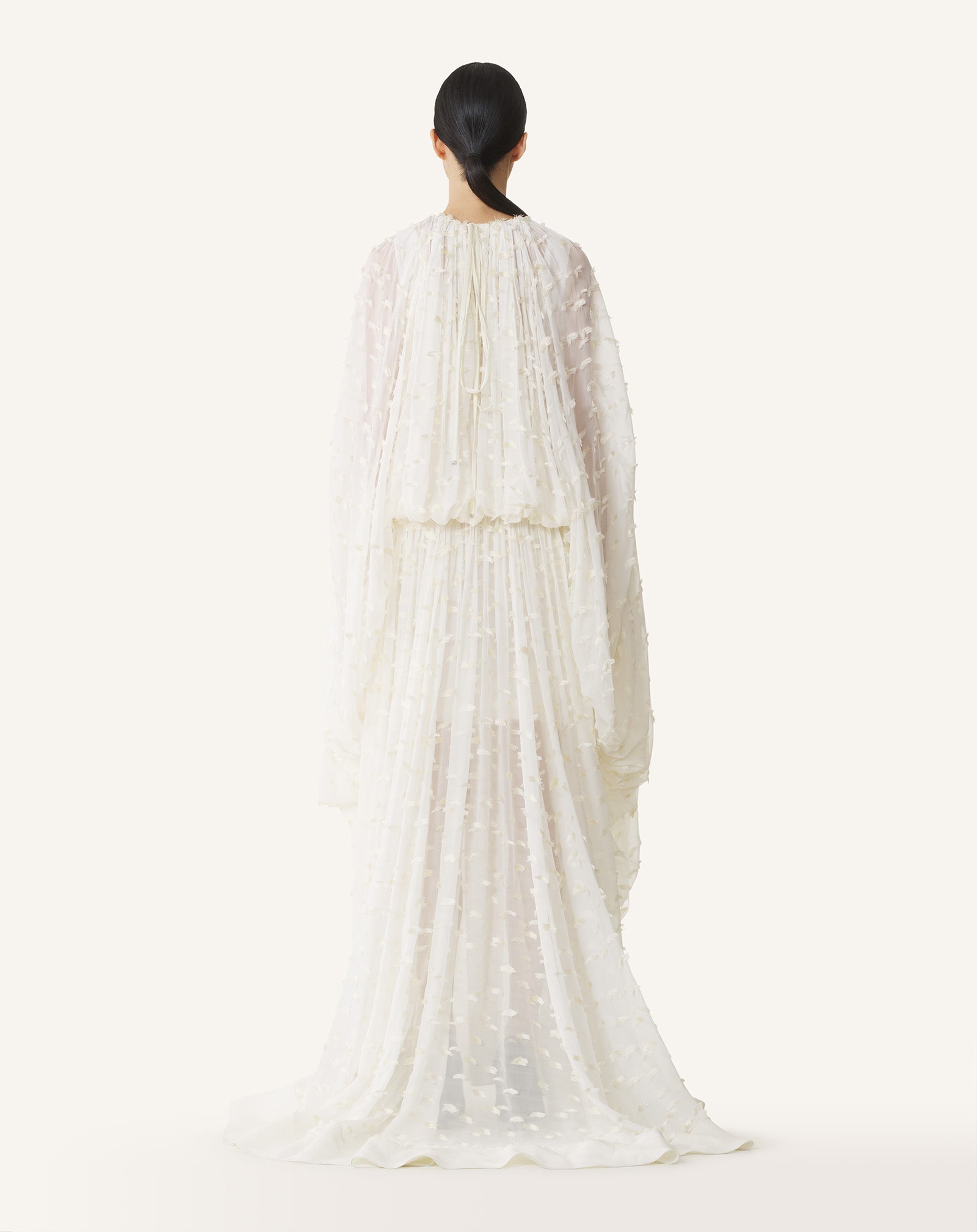 LONG-SLEEVE RUCHED DRESS