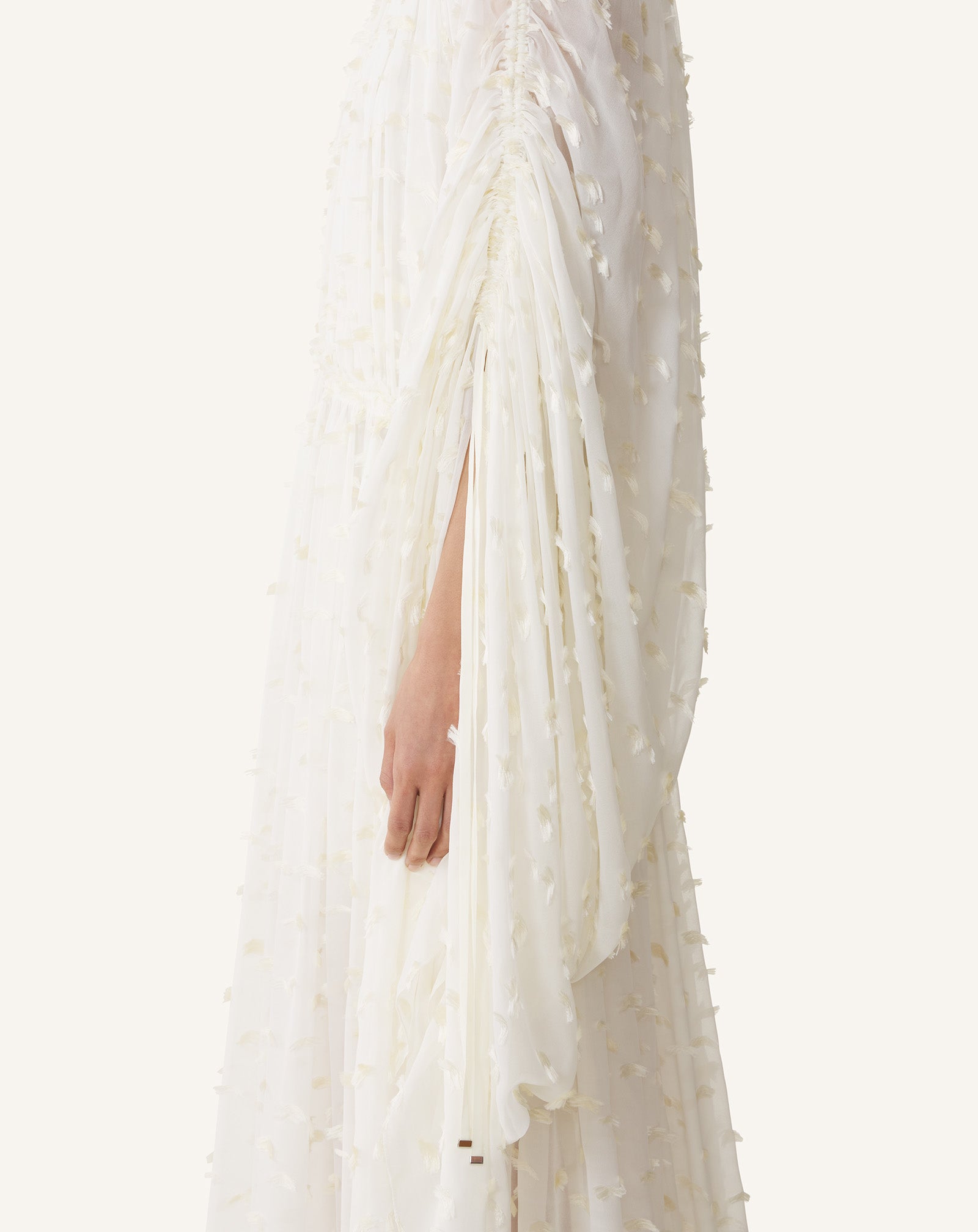 LONG-SLEEVE RUCHED DRESS