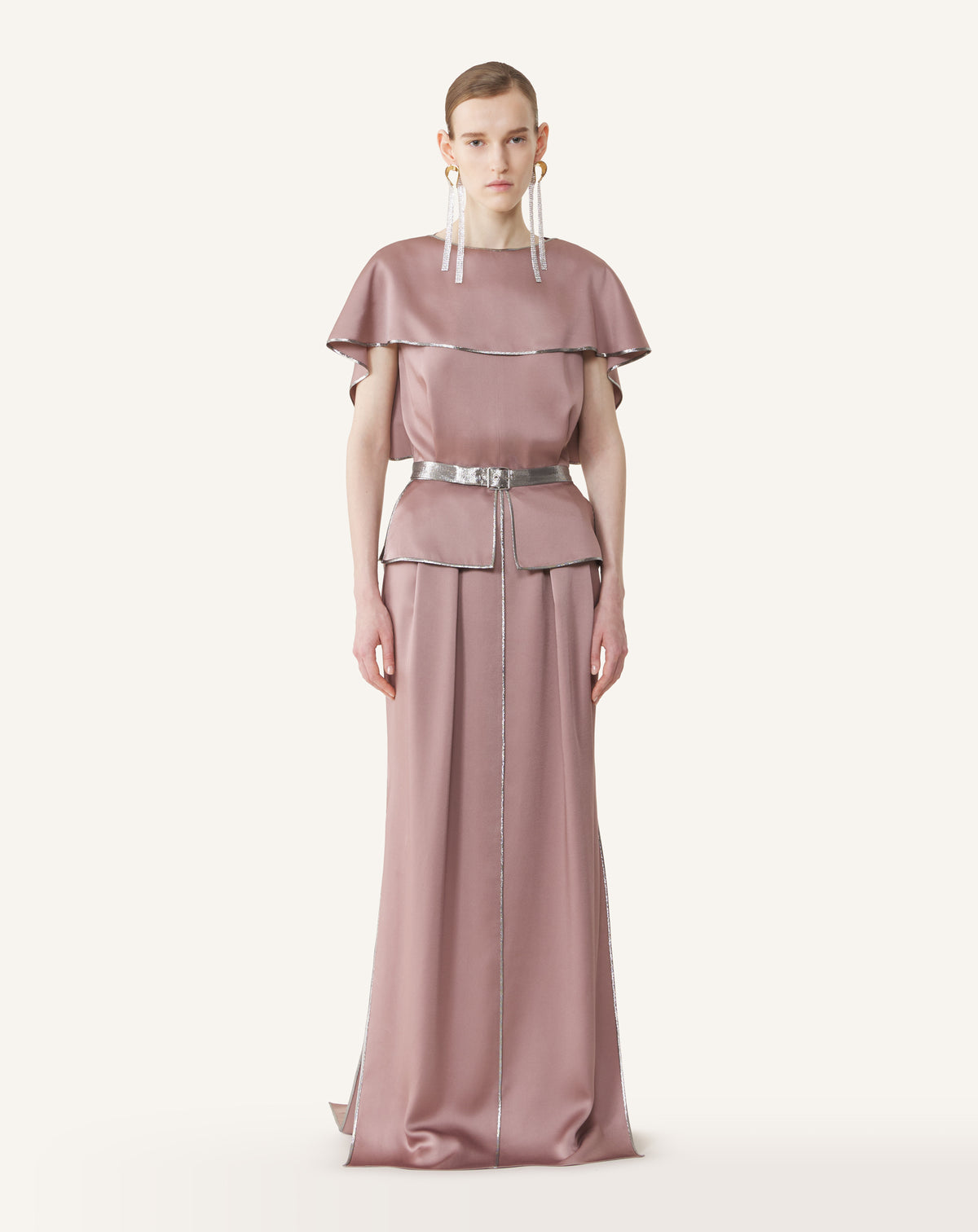 LONG SATIN DRESS WITH BASQUE