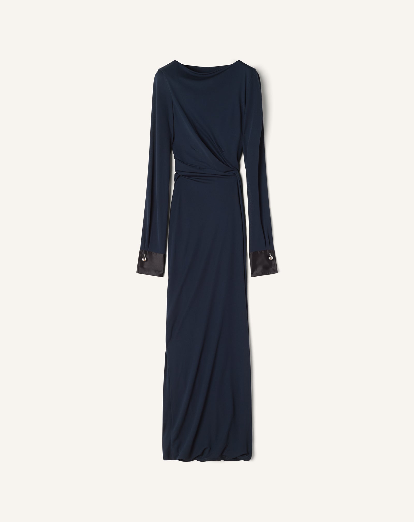 lanvin jersey dress Black Midi Dress In Jersey And Satin
