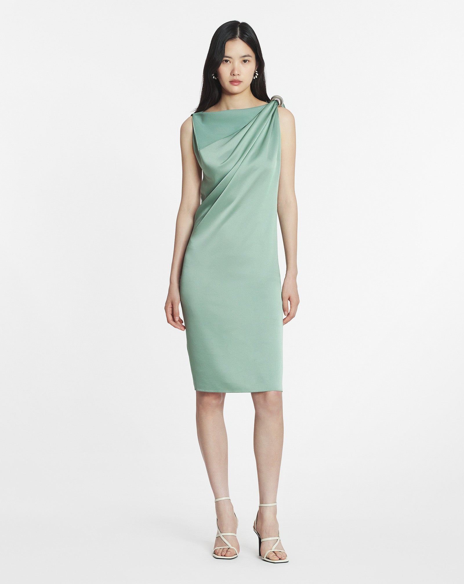 ARPÈGE RING DRAPED SATIN DRESS