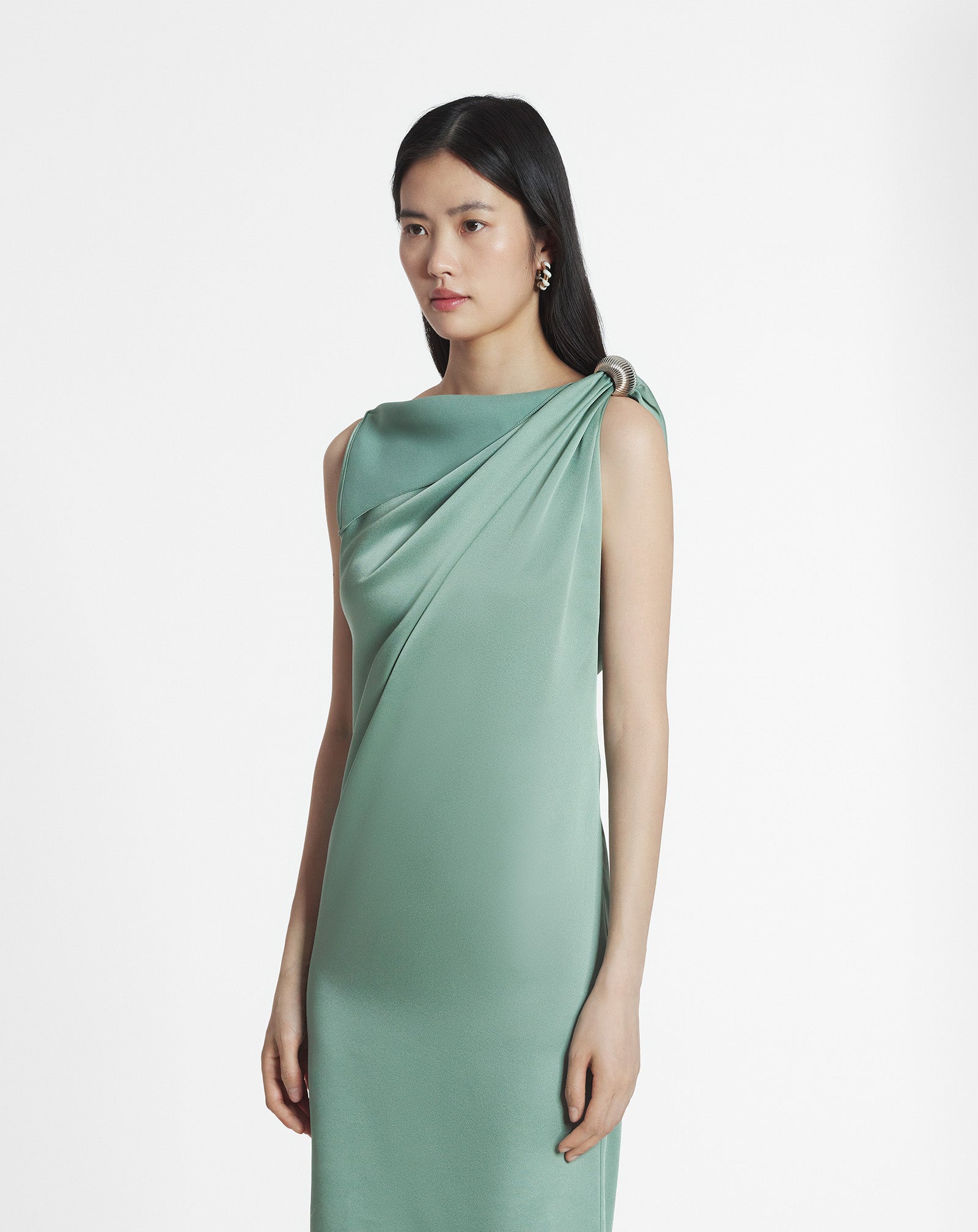 ARPÈGE RING DRAPED SATIN DRESS