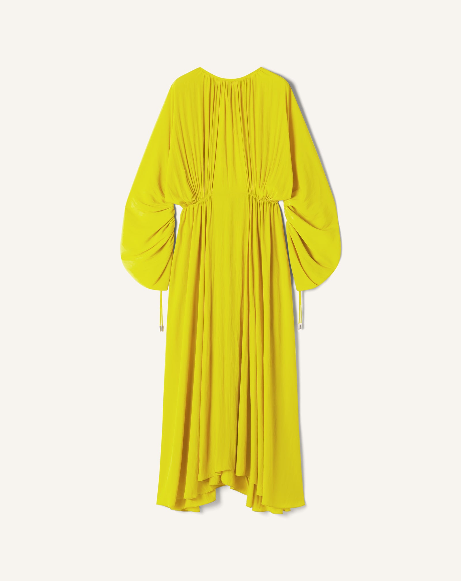 yellow long sleeve fitted dress Yellow Fitted Charmeuse Dress