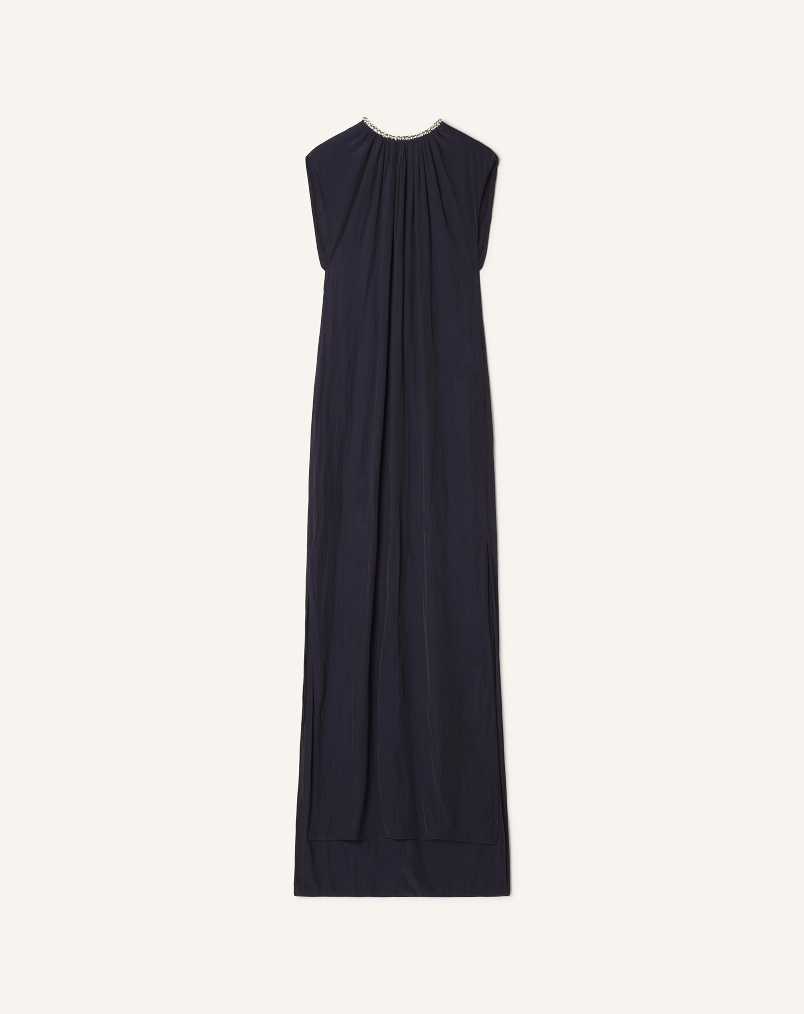 Lanvin - Embroidered Dress In Charmeuse For Women - Navy Blue - Size 40