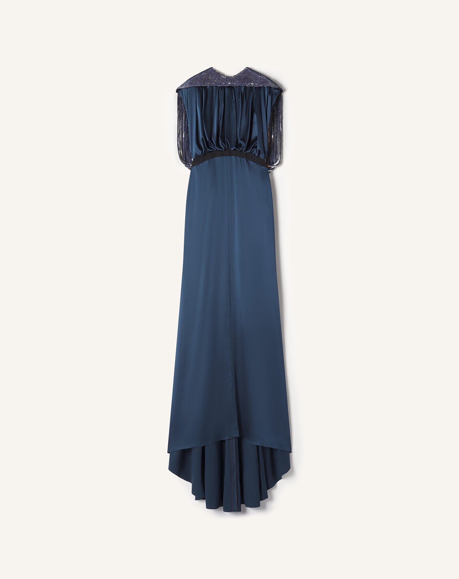 lanvin satin dress Robe À Dos Brodé En Satin De Soie Blue