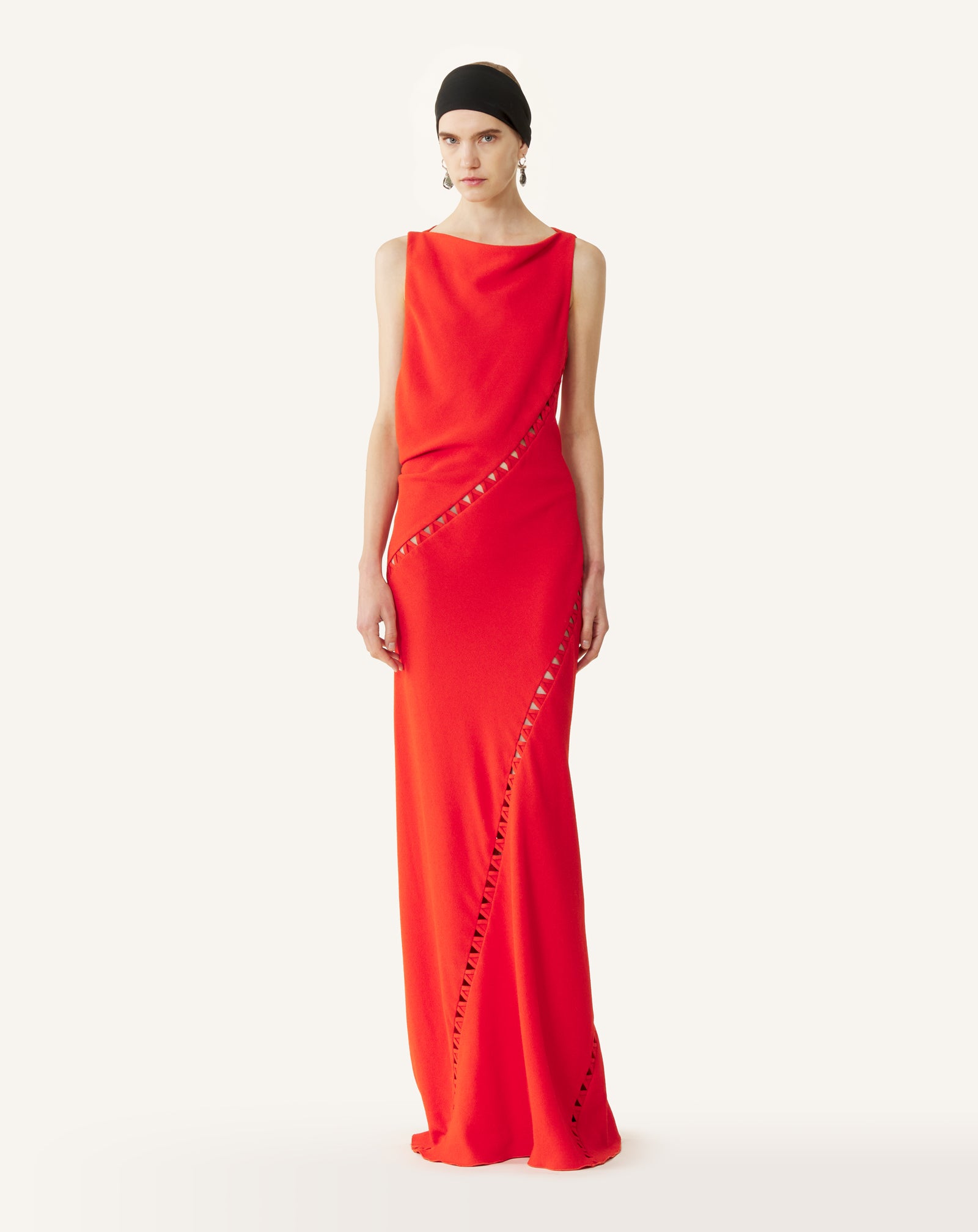 VISCOSE DRAPED-BACK LONG DRESS