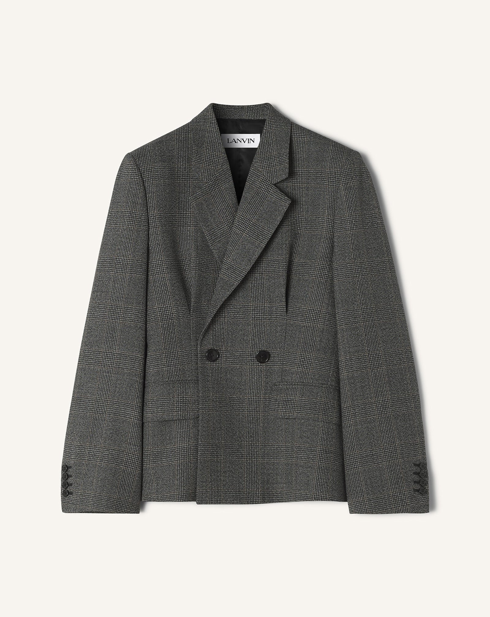 DOUBLE-BREASTED TAILORED JACKET IN PRINCE OF WALES WOOL