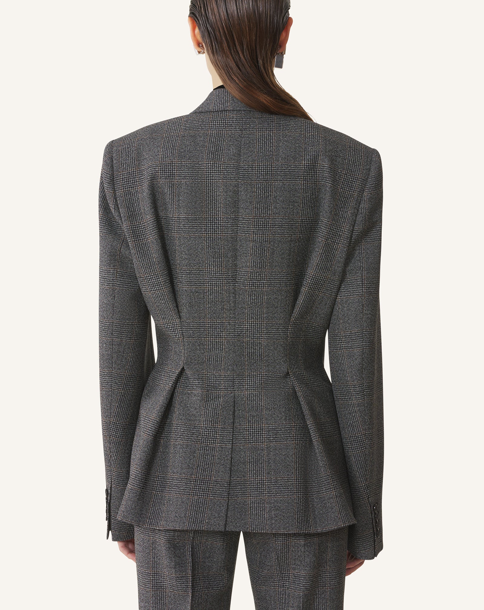 DOUBLE-BREASTED TAILORED JACKET IN PRINCE OF WALES WOOL
