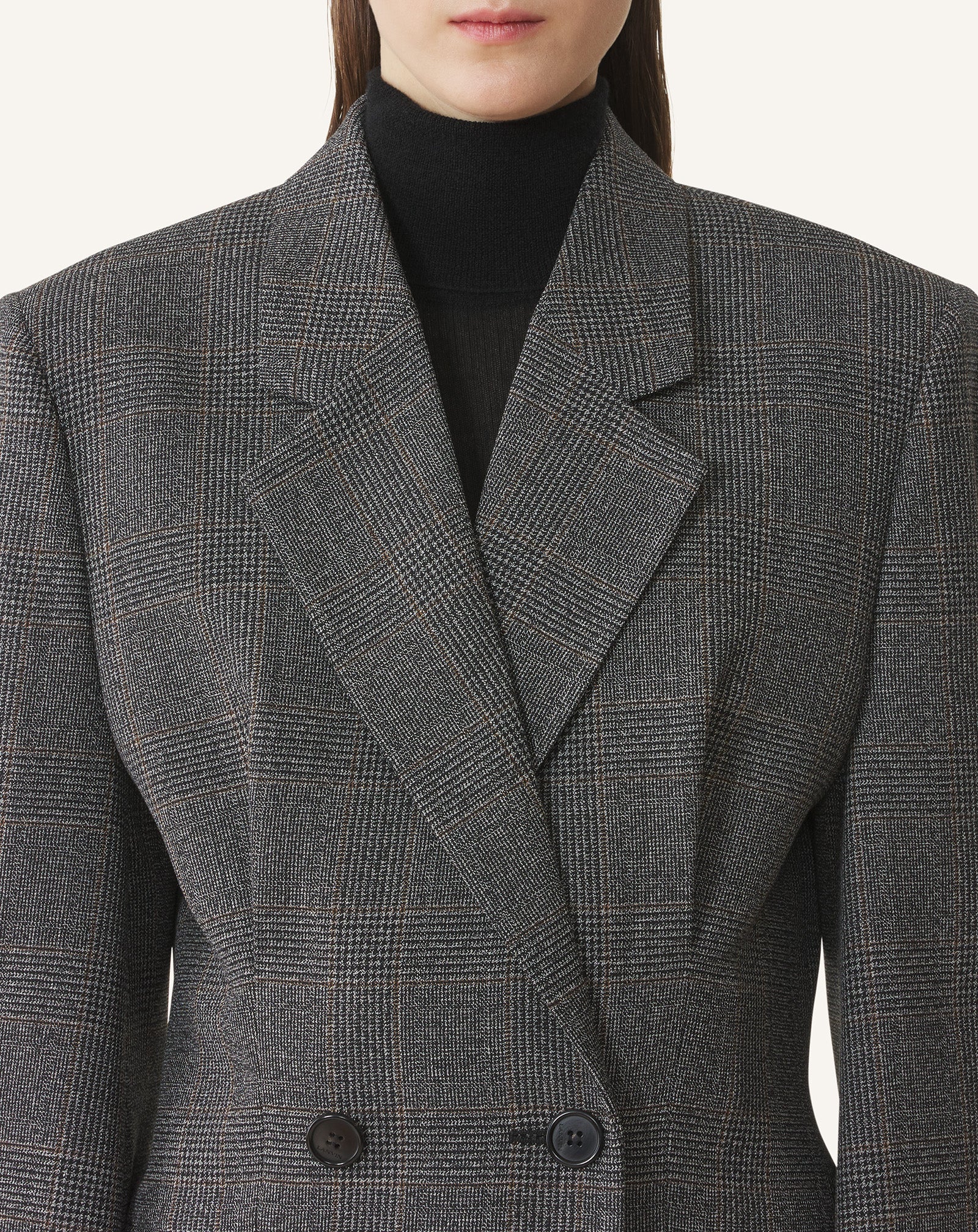 DOUBLE-BREASTED TAILORED JACKET IN PRINCE OF WALES WOOL