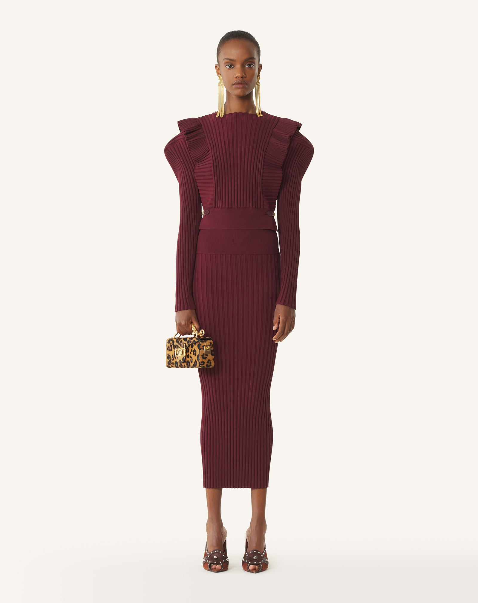 RED VISCOSE BIB SWEATER