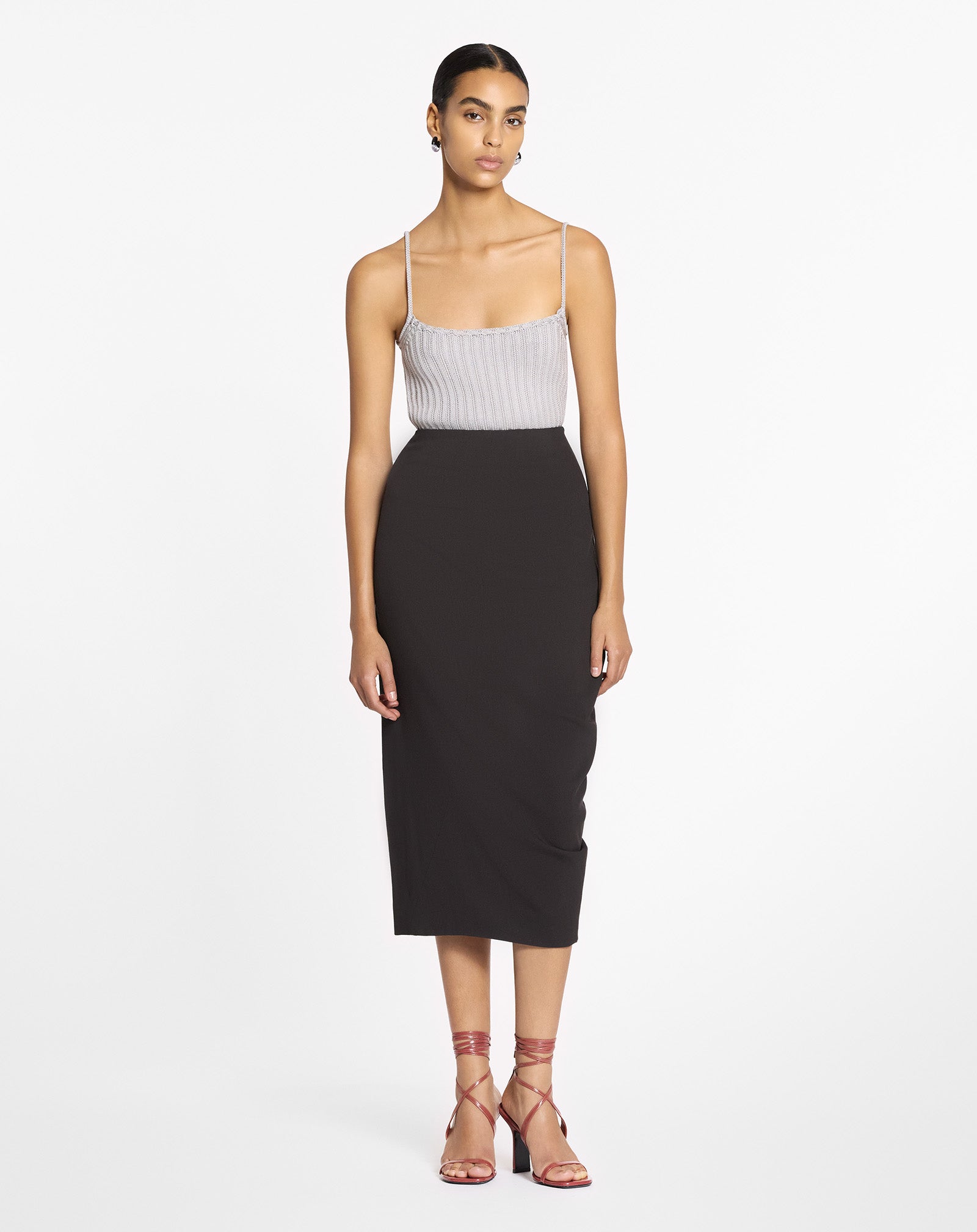 MIDI SKIRT IN WOOL AND VISCOSE