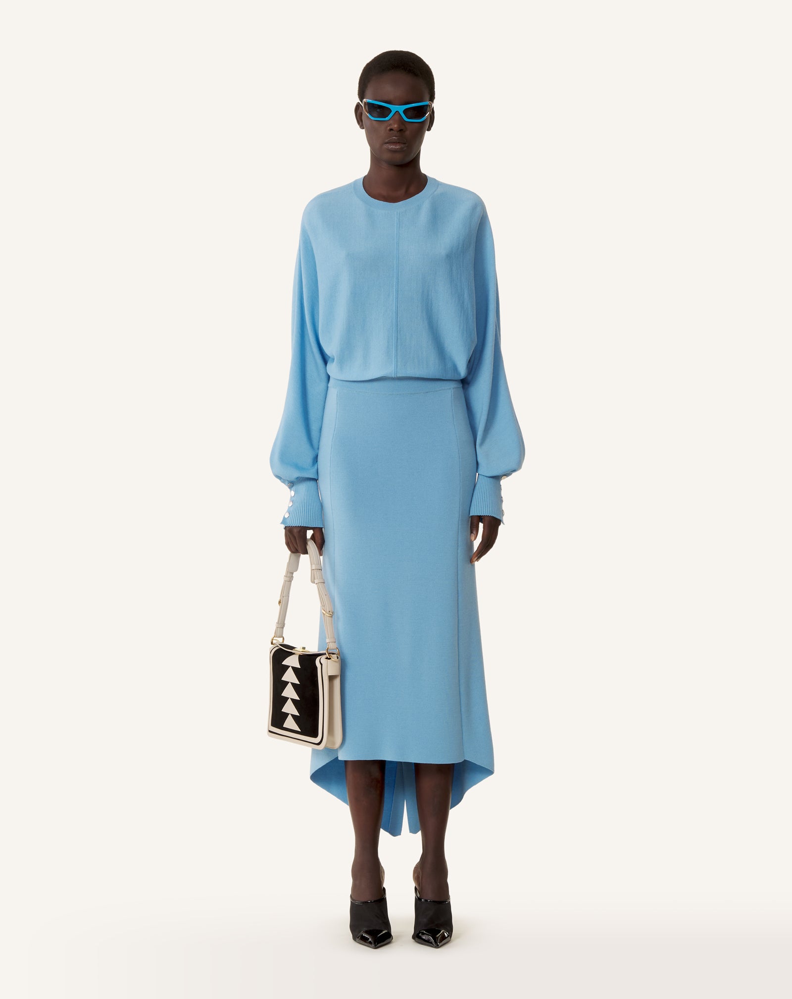 BUTTONED LONG SKIRT IN MERINO WOOL