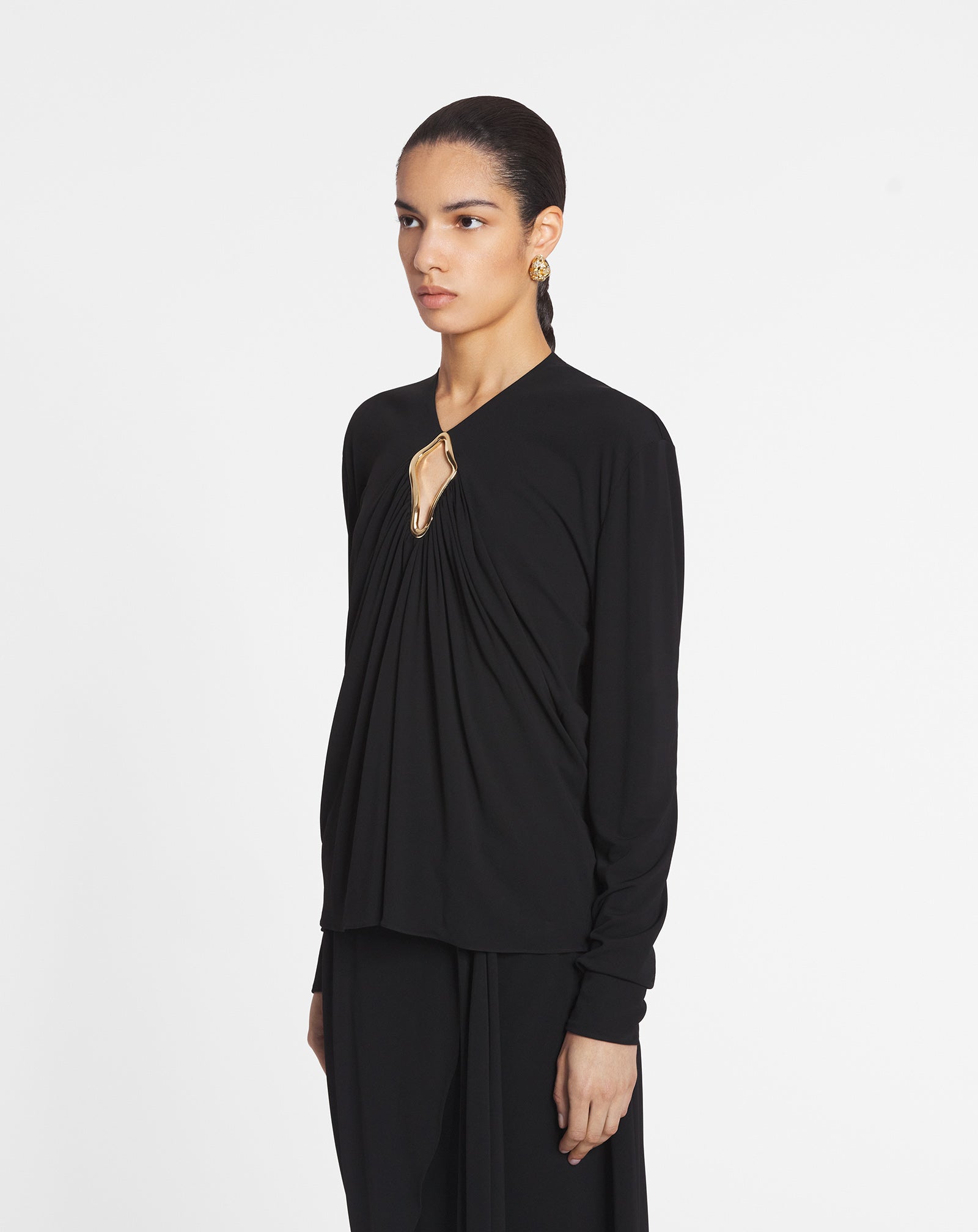 DRAPED EYELET TOP