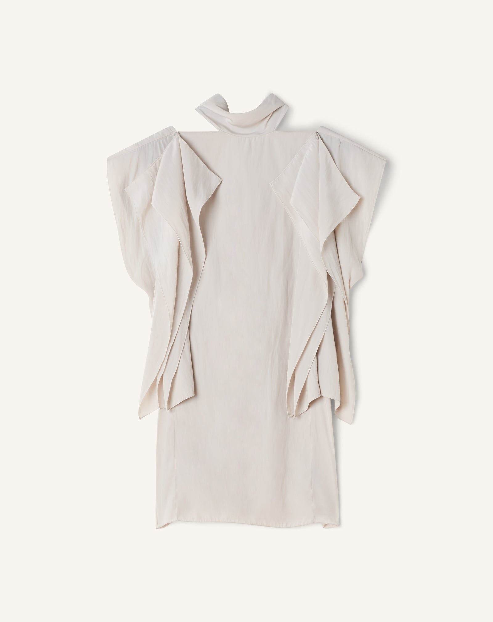 WHITE FRILLED TOP IN CHARMEUSE